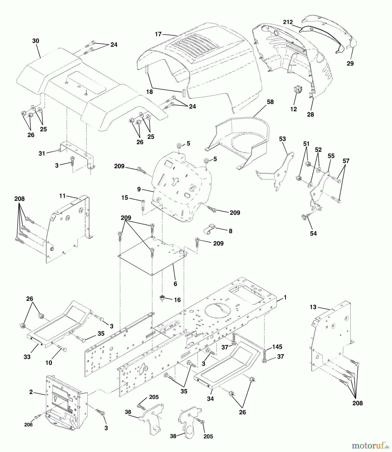 Husqvarna Rasen und Garten Traktoren LT 1238D (954567024) - Husqvarna Lawn Tractor (2002-02 & After) Chassis