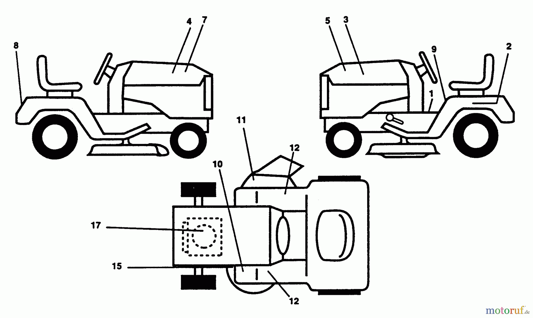 Husqvarna Rasen und Garten Traktoren LT 125 (954002711) (HC12542B) - Husqvarna Lawn Tractor (1995-01 to 1996-03) Decals