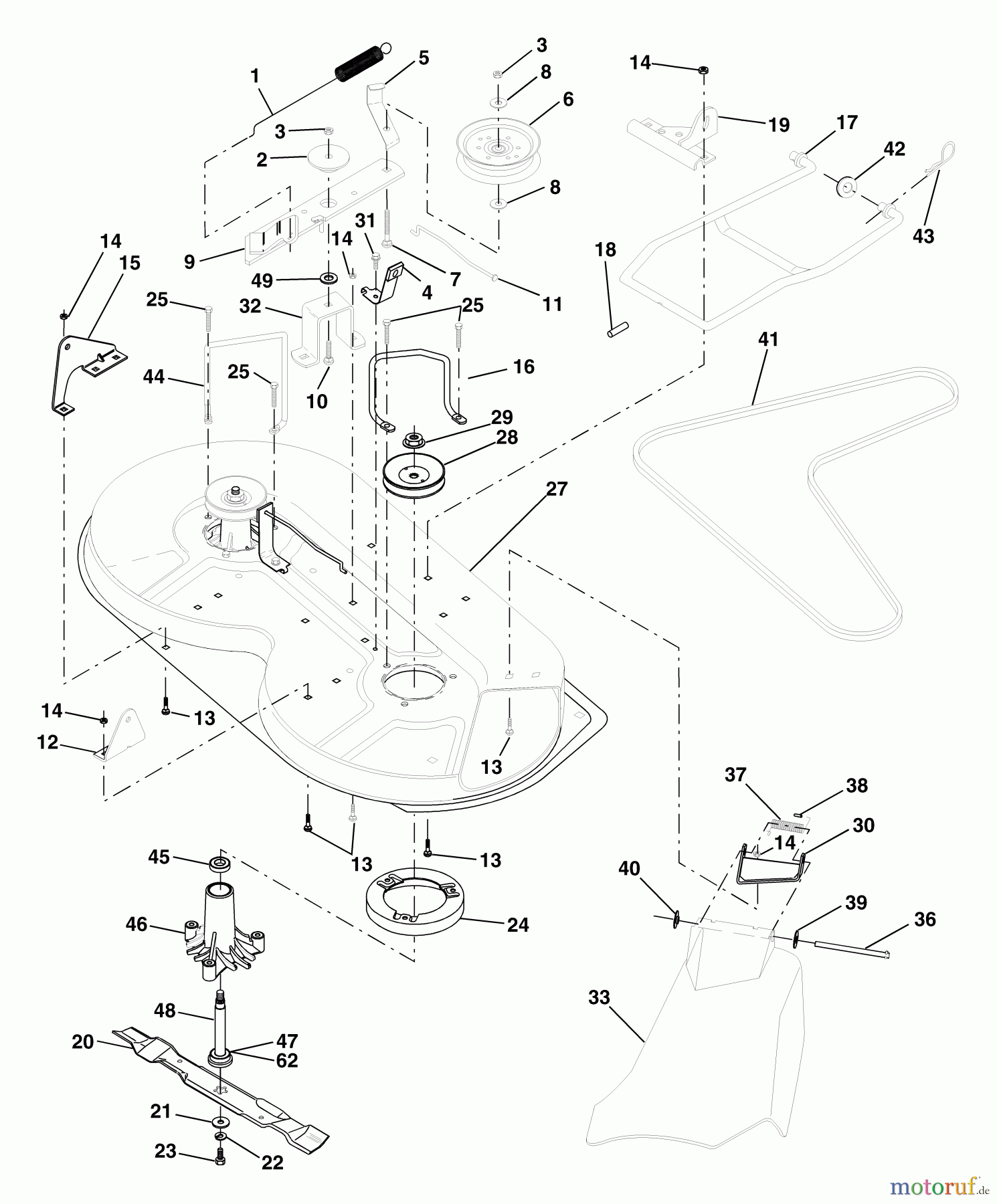  Husqvarna Rasen und Garten Traktoren LT 125 (954170001) (HE12536B) - Husqvarna Lawn Tractor (1996-10 to 1998-09) Mower Deck