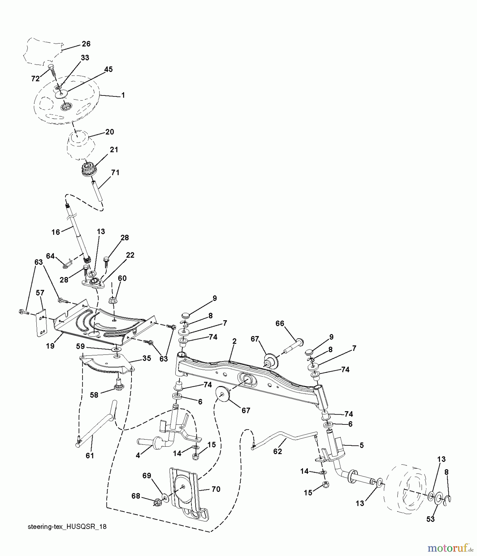 Husqvarna Rasen und Garten Traktoren LT 126 (96041019802) - Husqvarna Lawn Tractor (2011-07 & After) STEERING