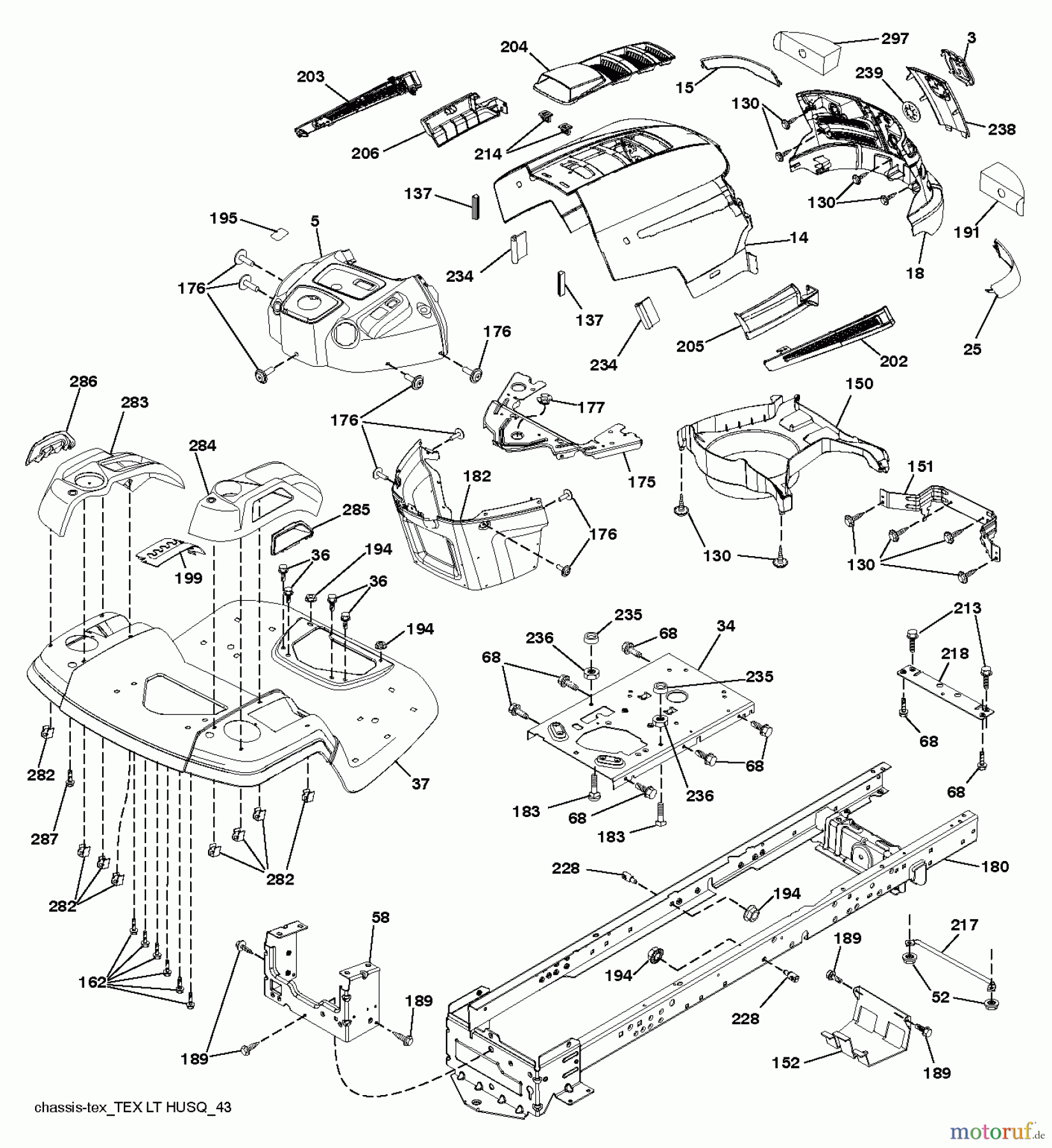 Husqvarna Rasen und Garten Traktoren LT 126 (96041019802) - Husqvarna Lawn Tractor (2011-07 & After) CHASSIS ENCLOSURES