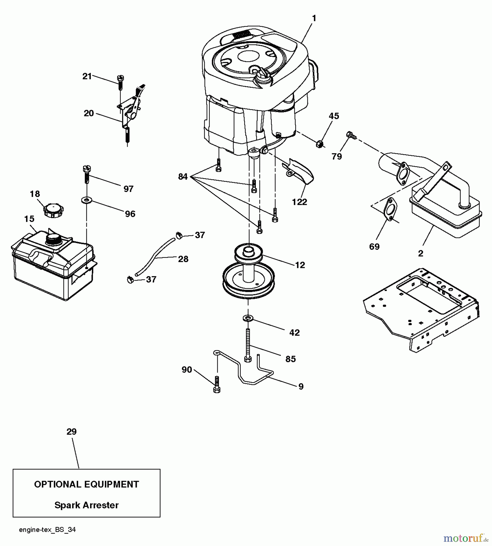 Husqvarna Rasen und Garten Traktoren LT 126 (96041019803) - Husqvarna Lawn Tractor (2012-06 & After) ENGINE