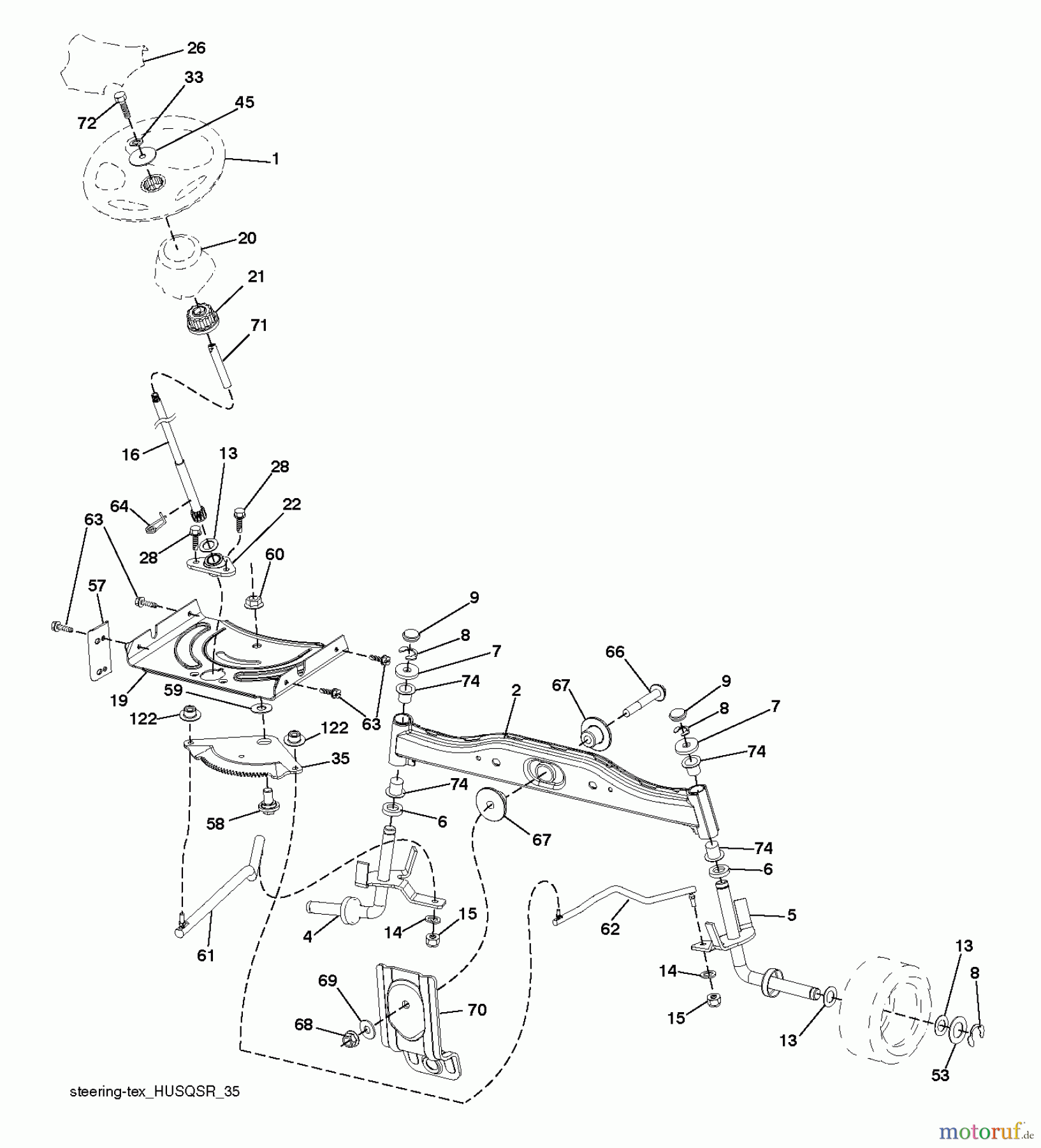 Husqvarna Rasen und Garten Traktoren LT 126 (96041019803) - Husqvarna Lawn Tractor (2012-06 & After) STEERING