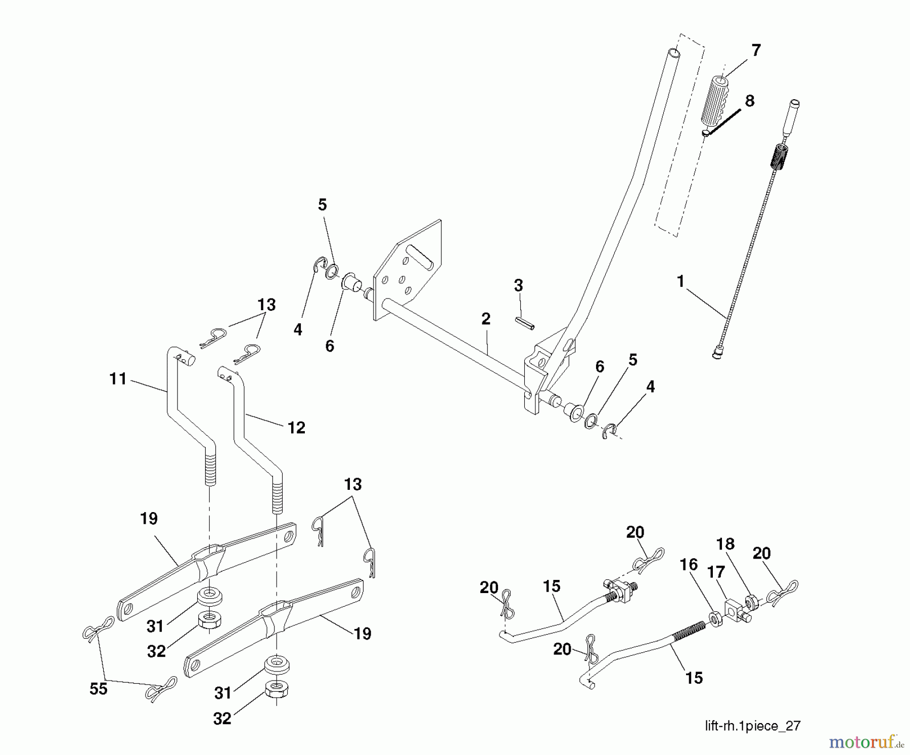 Husqvarna Rasen und Garten Traktoren LT 131 (96011026407) - Husqvarna Lawn Tractor (2012-08 & After) MOWER LIFT / DECK LIFT
