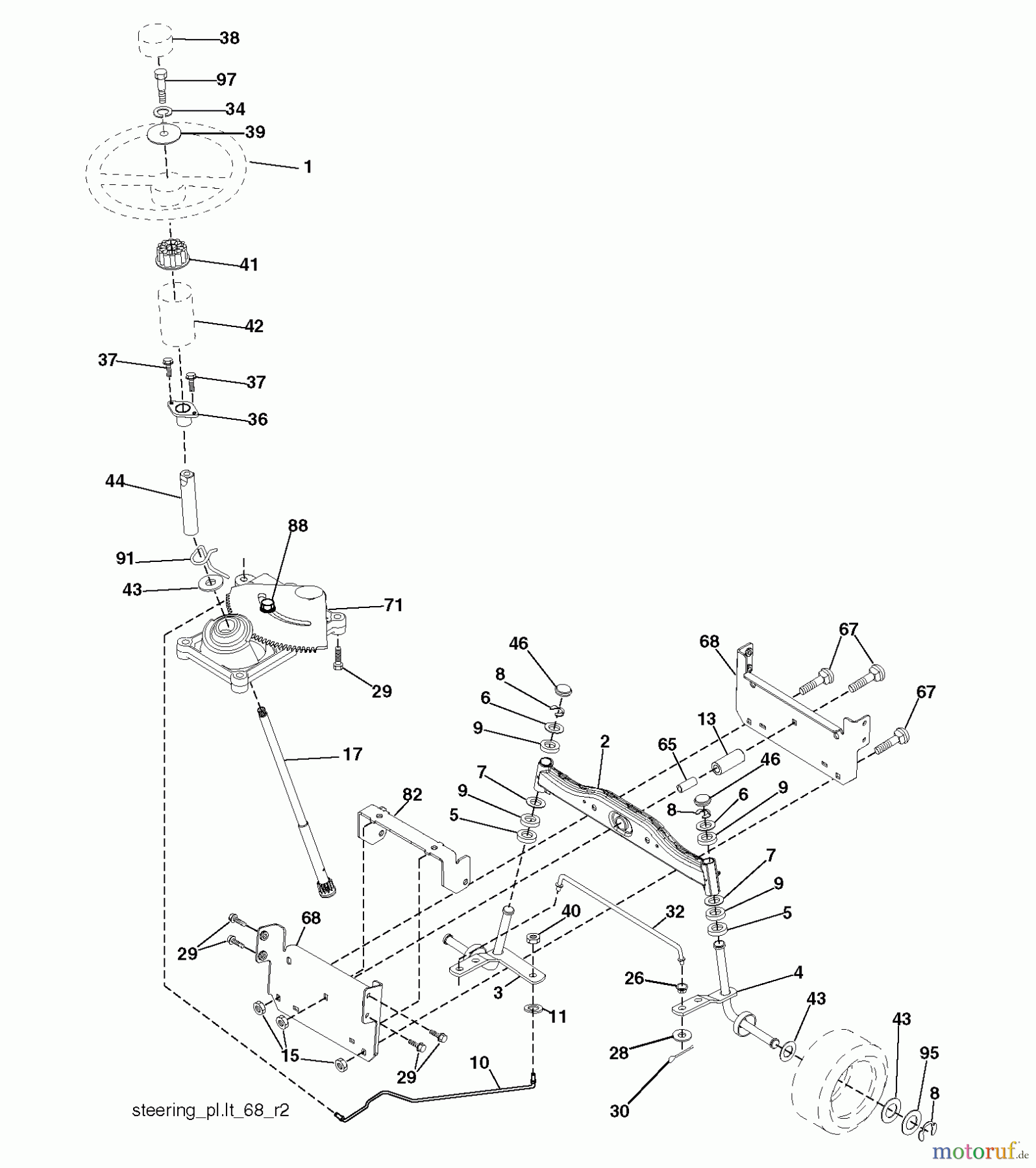 Husqvarna Rasen und Garten Traktoren LT 131 (96011026407) - Husqvarna Lawn Tractor (2012-08 & After) STEERING