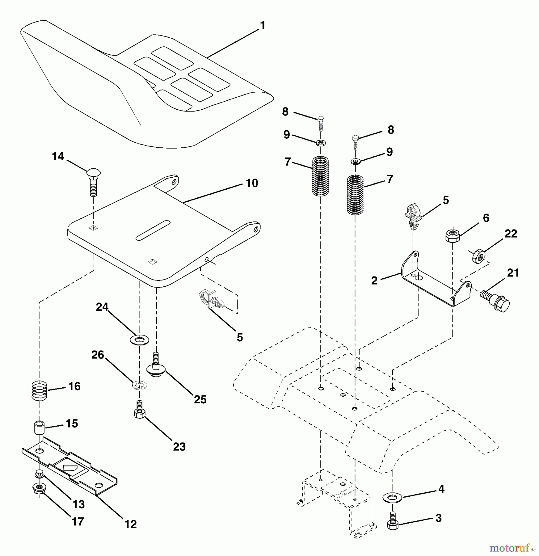 Husqvarna Rasen und Garten Traktoren LT 1538A (954569776) - Husqvarna Lawn Tractor (2002-11 & After) Seat Assembly