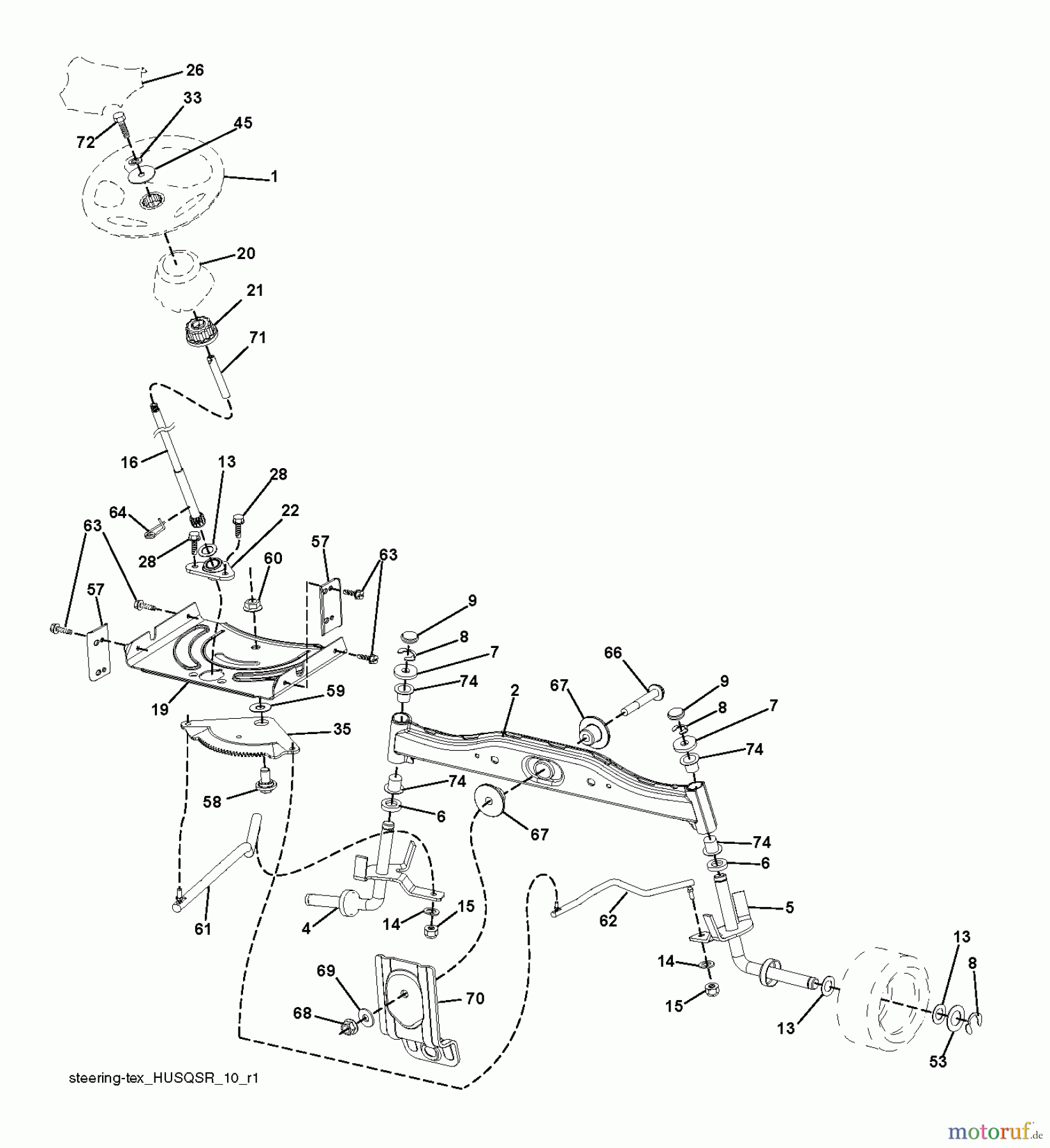 Husqvarna Rasen und Garten Traktoren LT 154 (96041024000) - Husqvarna Lawn Tractor (2011-09 & After) STEERING