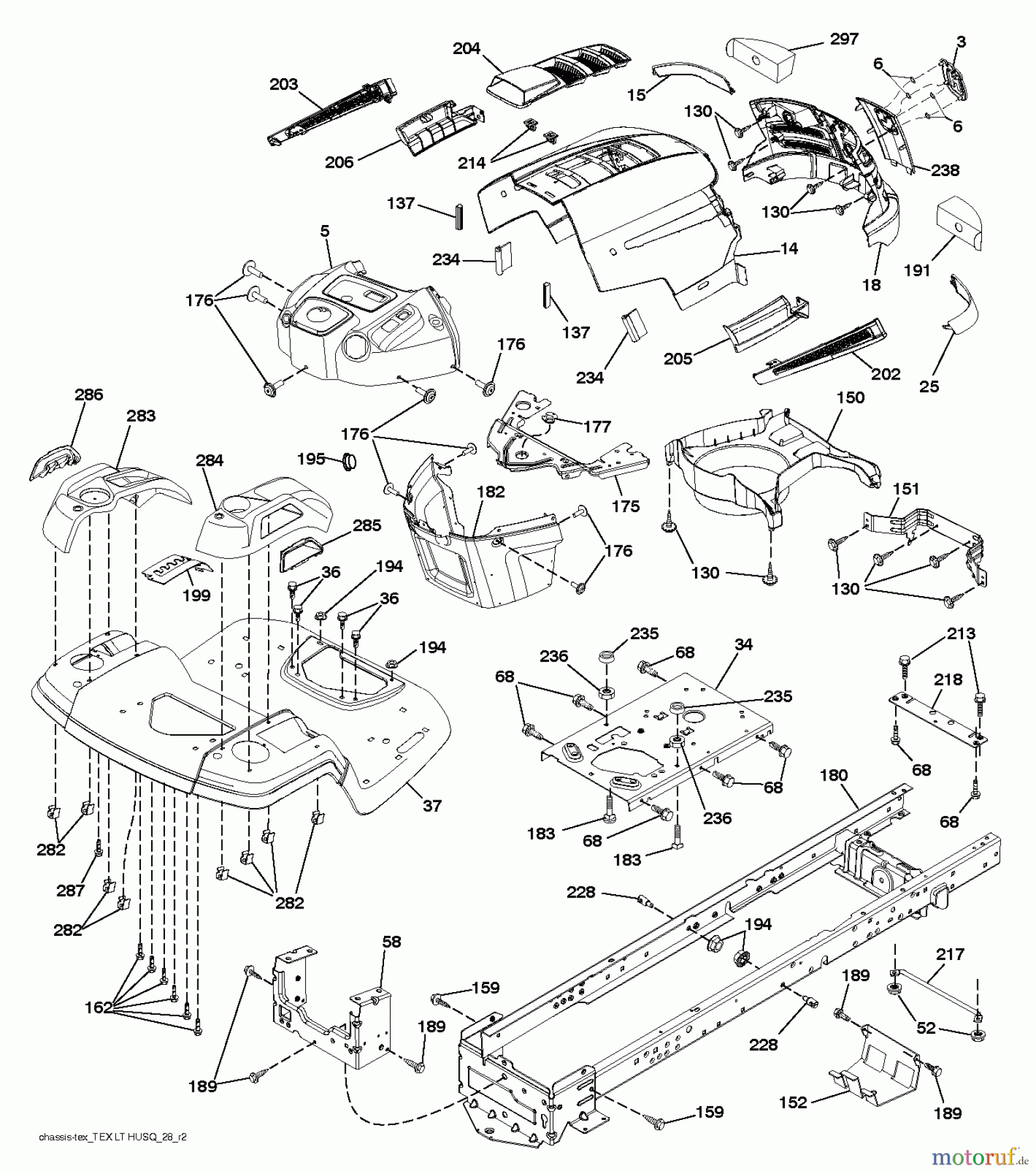 Husqvarna Rasen und Garten Traktoren LT 154 (96041024000) - Husqvarna Lawn Tractor (2011-09 & After) CHASSIS ENCLOSURES