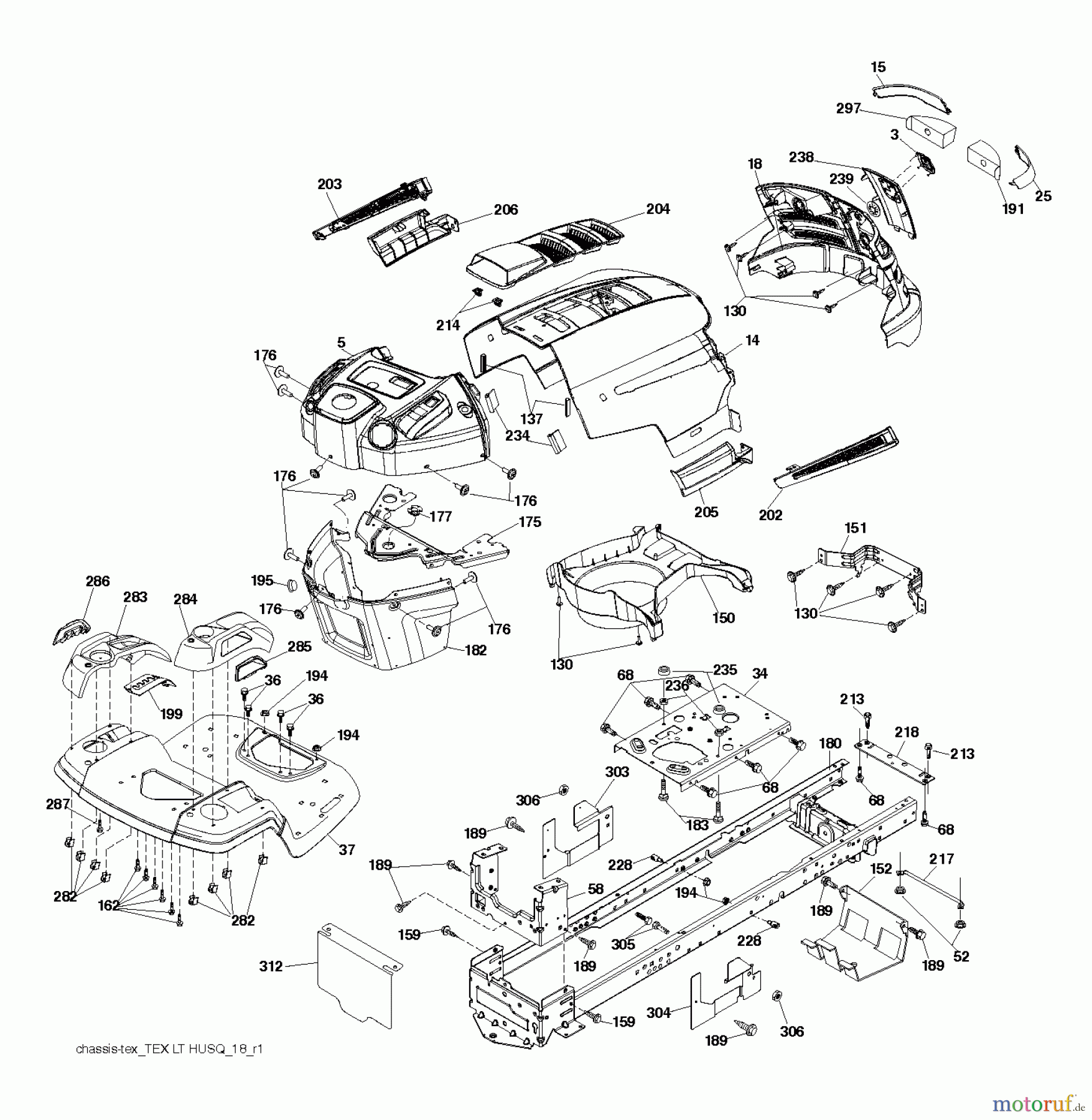 Husqvarna Rasen und Garten Traktoren LT 154 (96041024101) - Husqvarna Lawn Tractor (2012-07 & After) CHASSIS ENCLOSURES