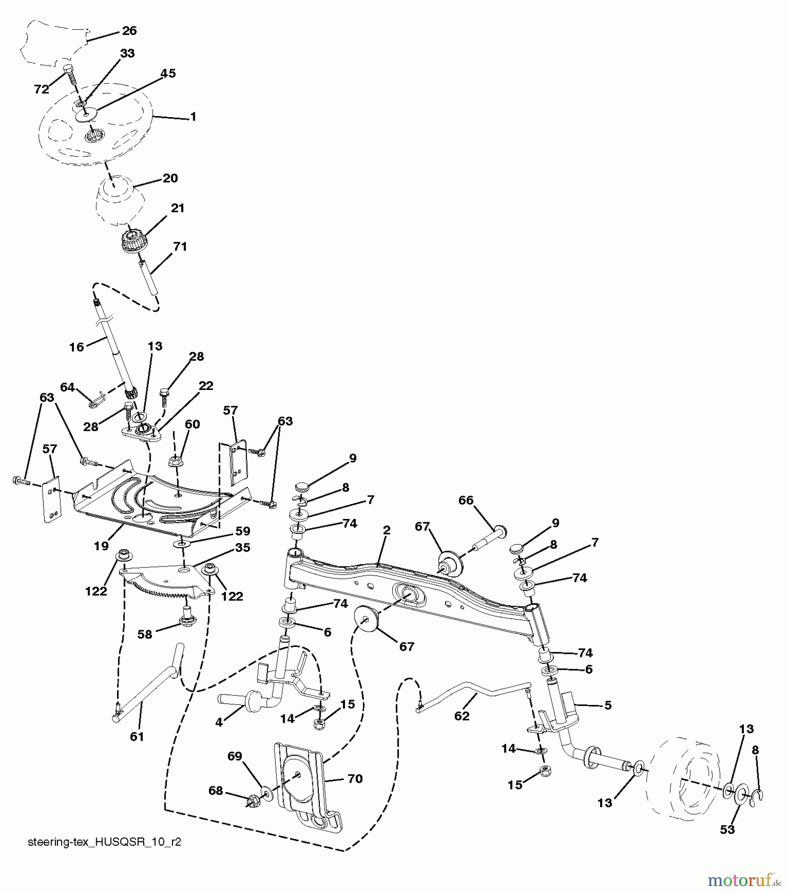 Husqvarna Rasen und Garten Traktoren LT 154 (96041024101) - Husqvarna Lawn Tractor (2012-07 & After) STEERING