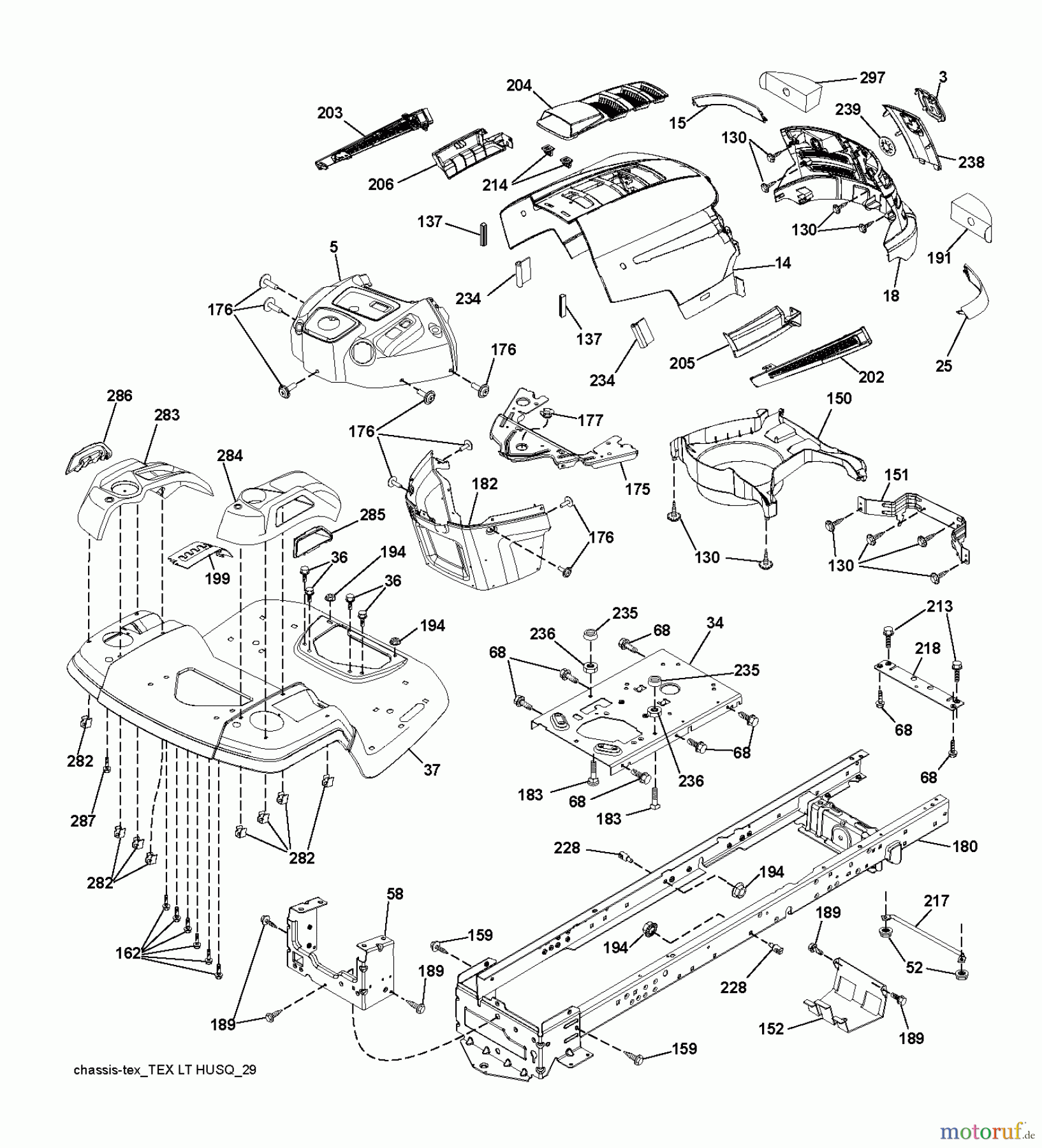 Husqvarna Rasen und Garten Traktoren LT 1597 (96041005011) - Husqvarna Lawn Tractor (2012-11 & After) CHASSIS ENCLOSURES