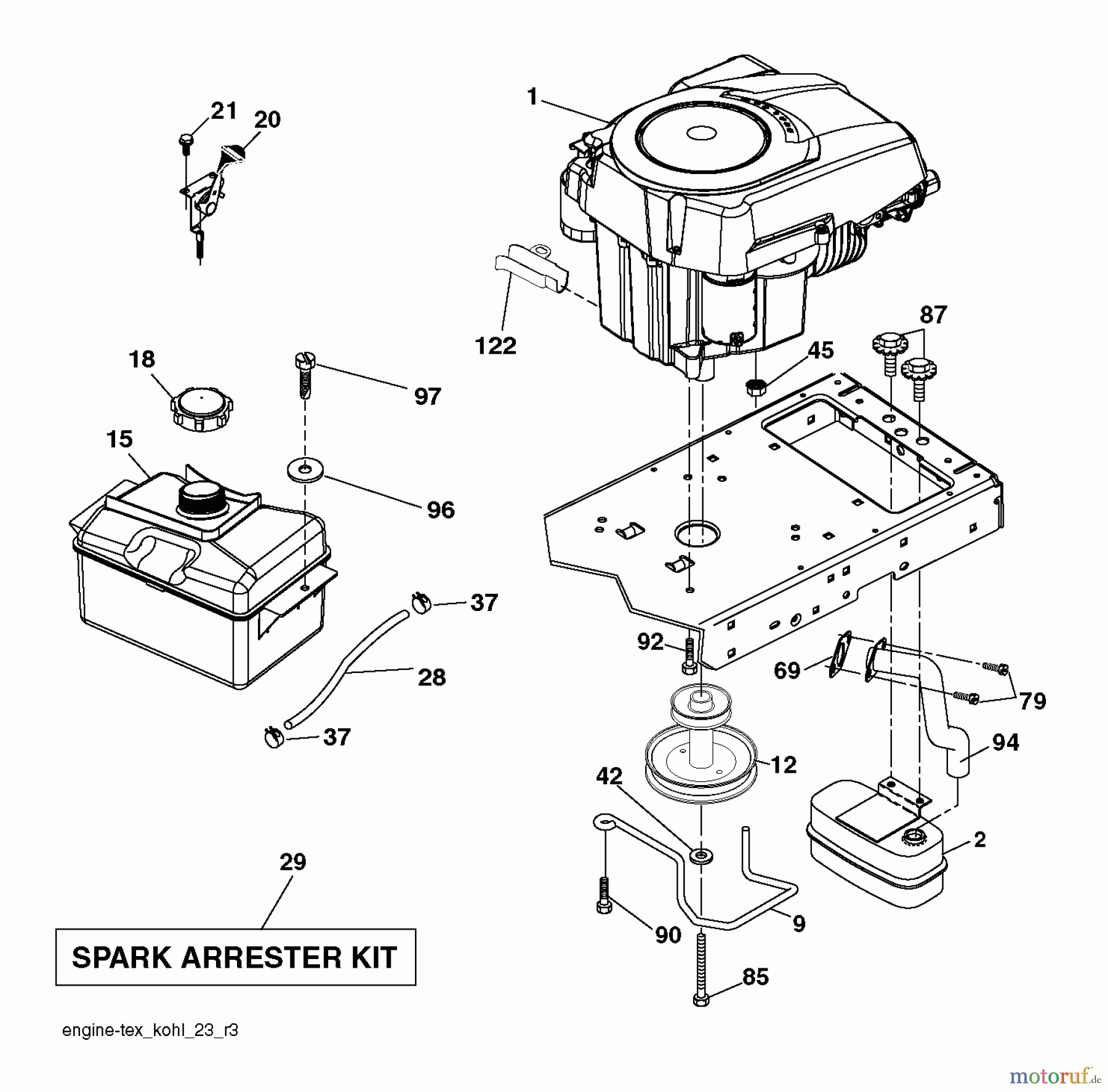 Husqvarna Rasen und Garten Traktoren LT 1597 (96041005010) - Husqvarna Lawn Tractor (2012-01 & After) ENGINE