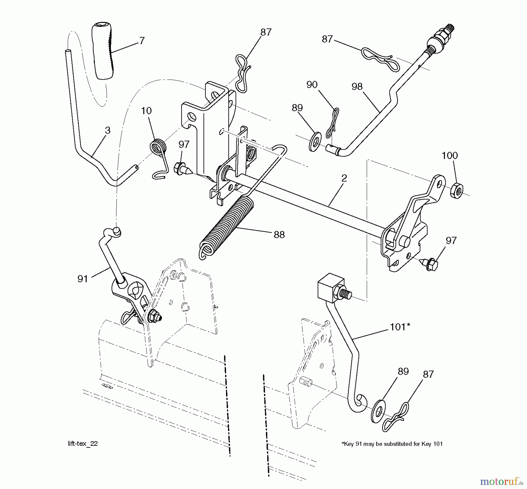 Jonsered Rasen und Garten Traktoren LT2223 A2 (96041014401) - Jonsered Lawn & Garden Tractor (2010-02) MOWER LIFT / DECK LIFT