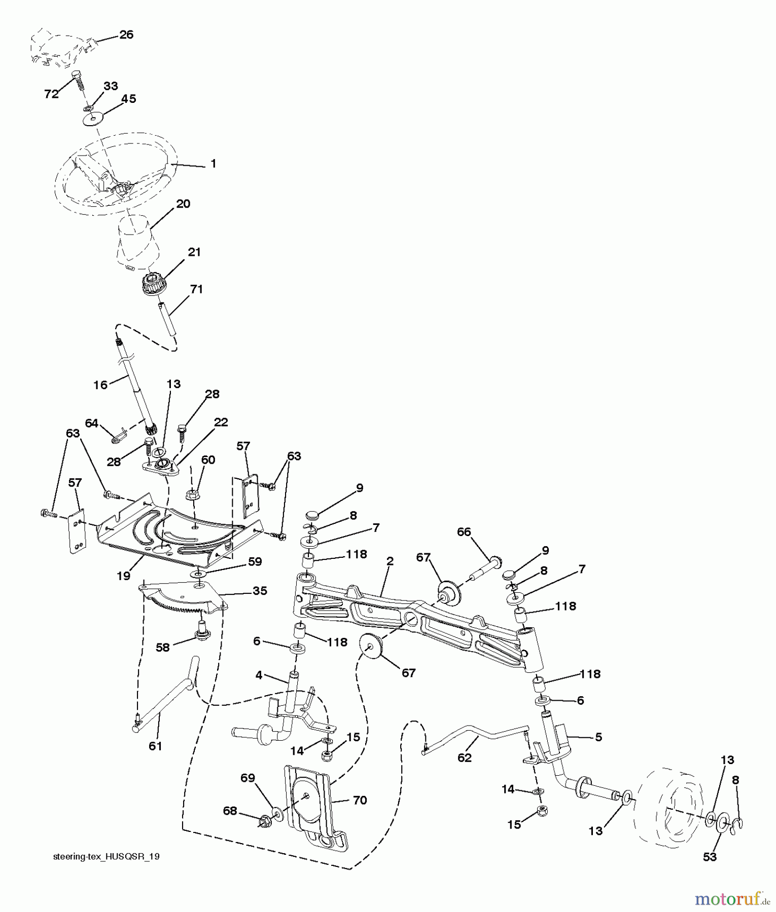 Husqvarna Rasen und Garten Traktoren LT 2223A2 (96041014401) - Husqvarna Lawn Tractor (2010-02 & After) STEERING