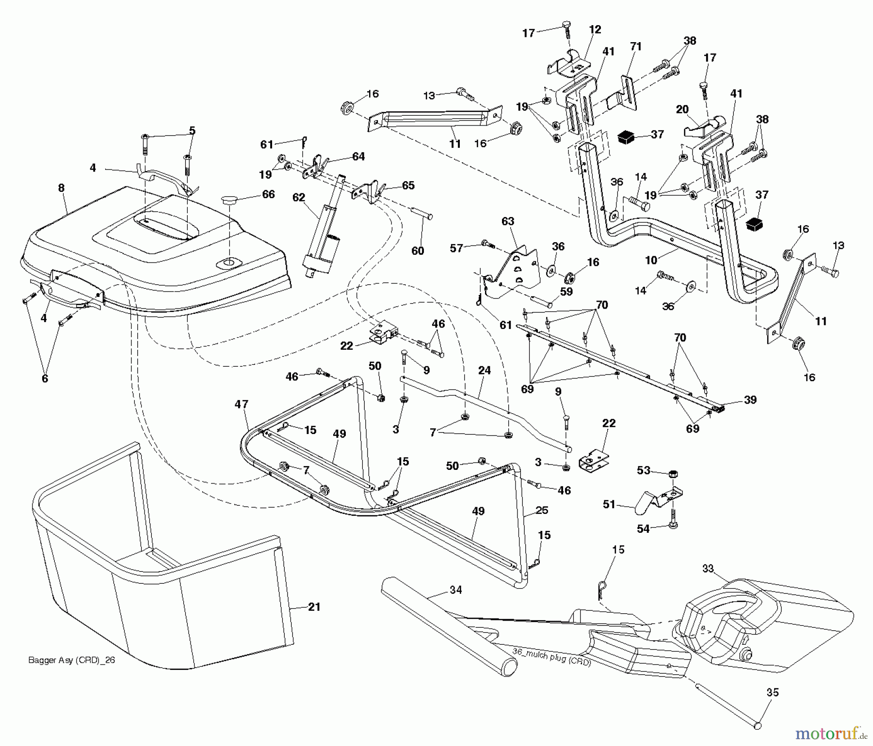 Jonsered Rasen und Garten Traktoren LT2223 CMA2 (96061026800) - Jonsered Lawn & Garden Tractor (2010-01) BAGGER