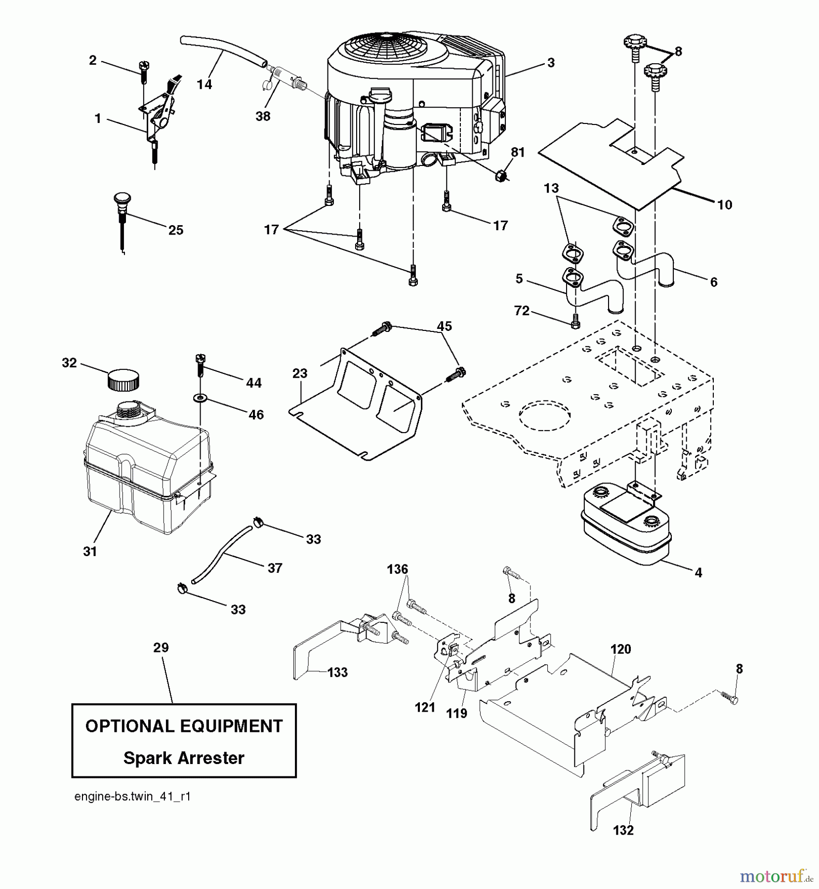 Jonsered Rasen und Garten Traktoren LT2223 CMA2 (96061026900) - Jonsered Lawn & Garden Tractor (2010-01) ENGINE