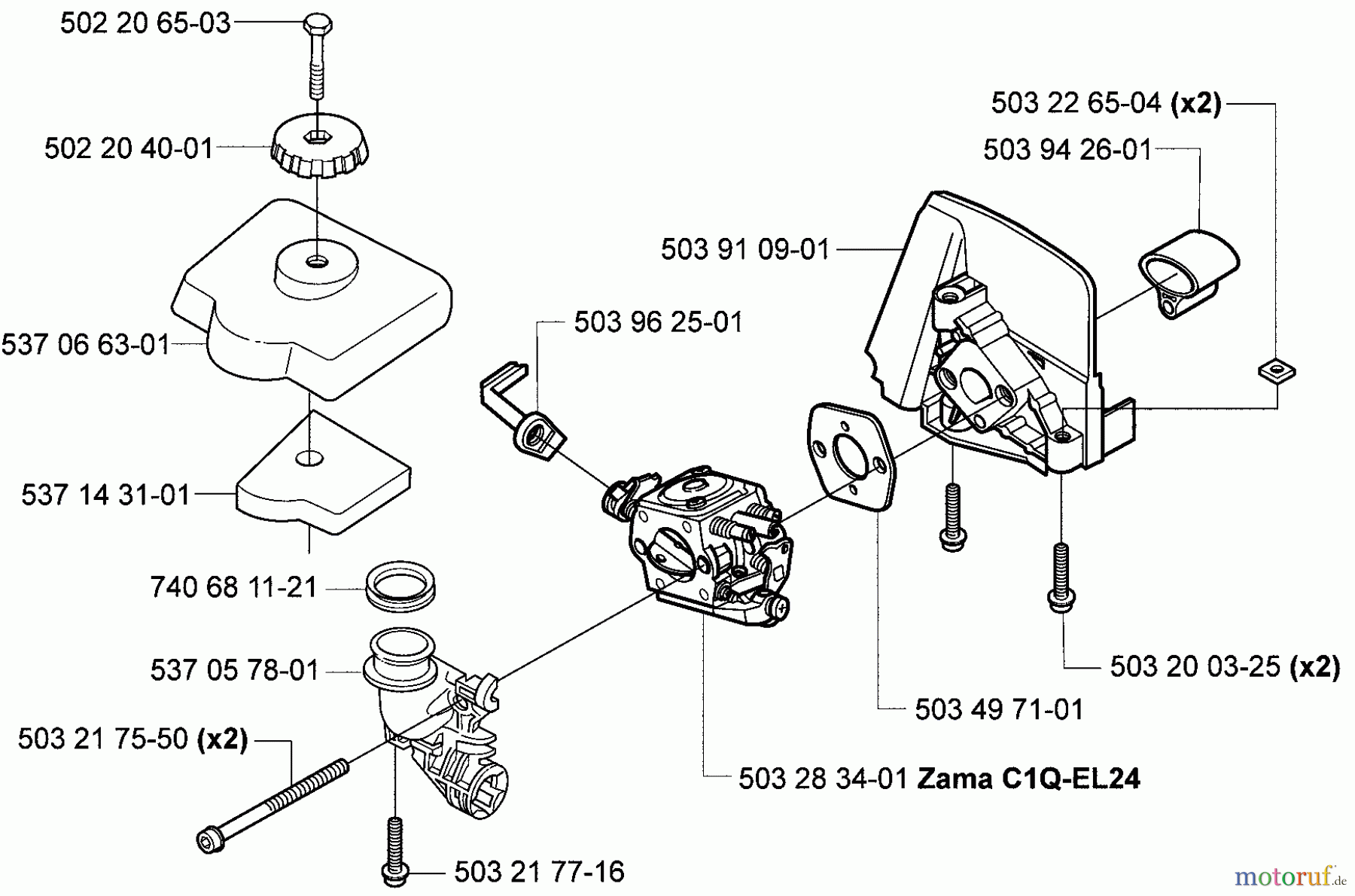 Husqvarna Zubehör, Sägen 326 P5X - Husqvarna Saw Attachment (2006-07 & After) Air Filter / Carburetor