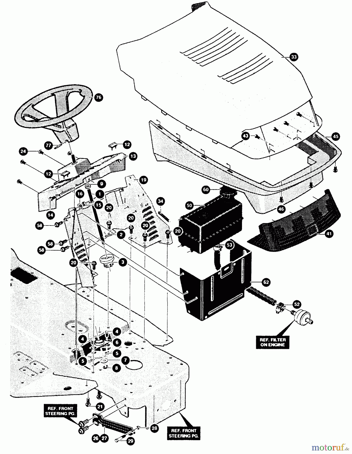 Husqvarna Rasen und Garten Traktoren LT 4140G (E4014-030) - Husqvarna Lawn Tractor (1994-01 & After) Hood