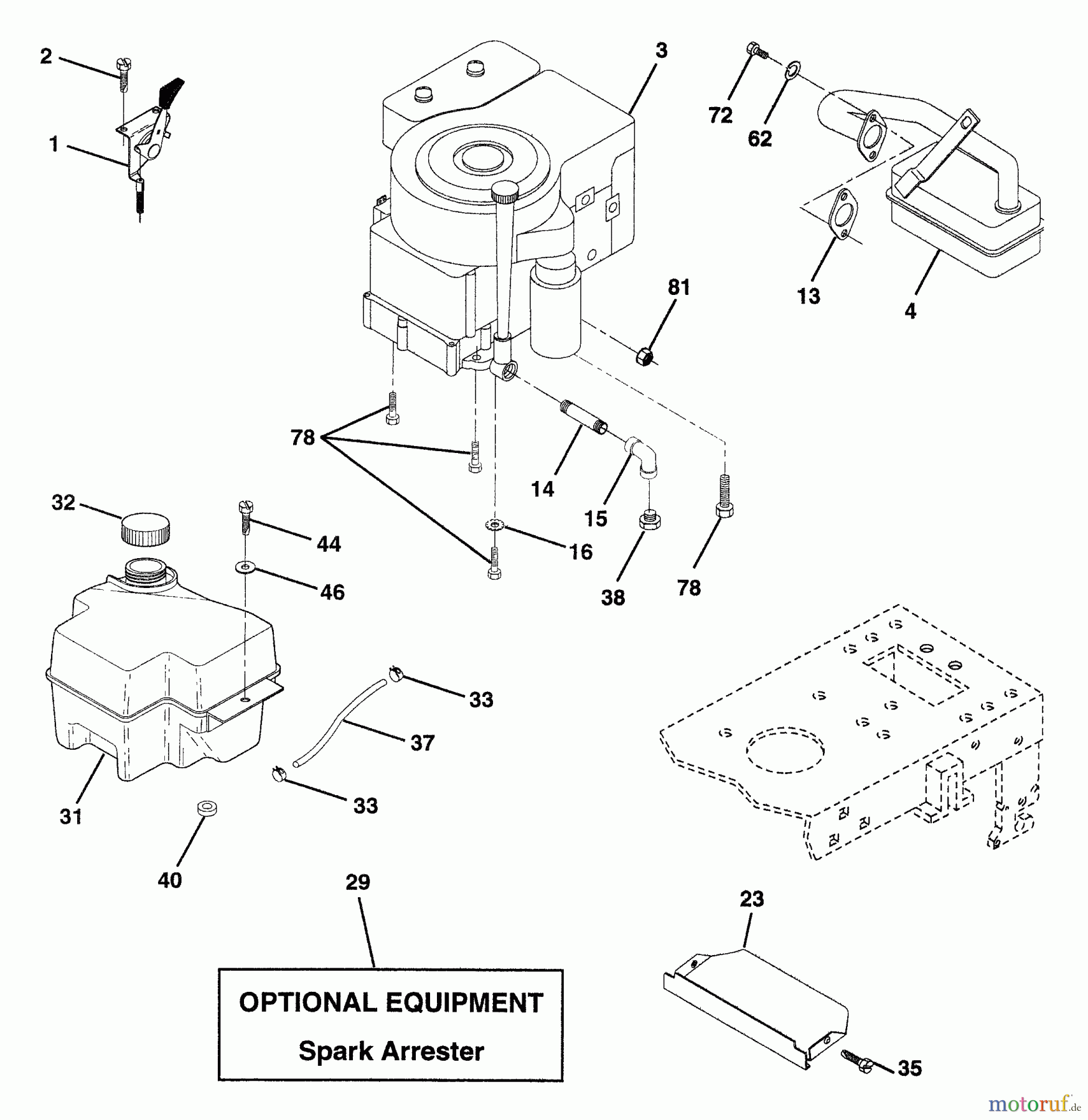 Husqvarna Rasen und Garten Traktoren LTH 120 (954140003) (HCLTH120A) - Husqvarna Lawn Tractor (1997-11 & After) Engine