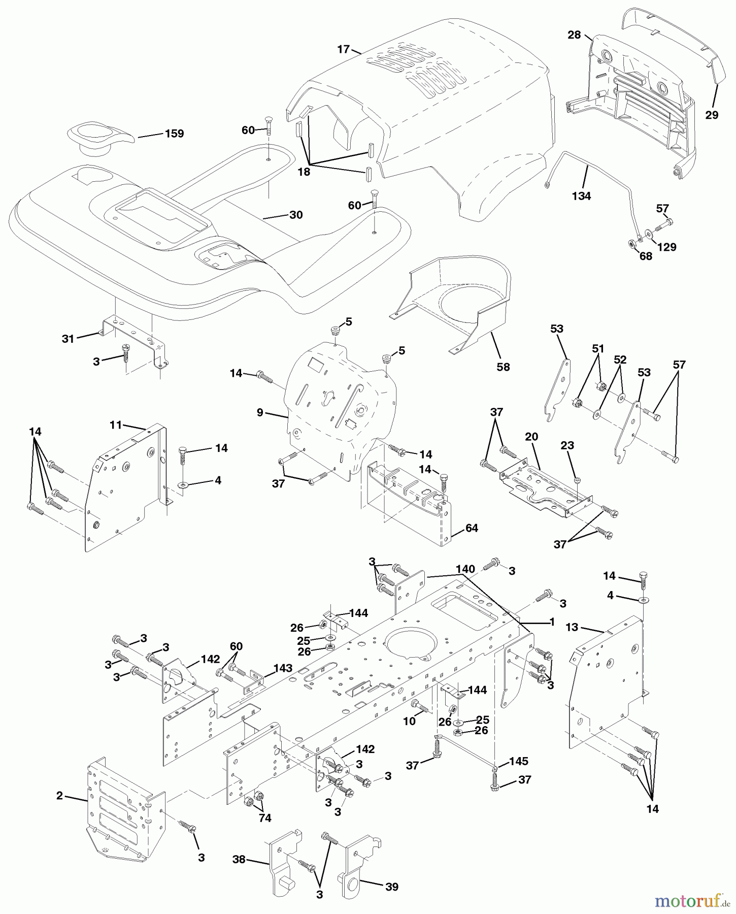 Husqvarna Rasen und Garten Traktoren LTH 120 (954140003) (HCLTH120B) - Husqvarna Lawn Tractor (1999-01 & After) Chassis And Enclosures
