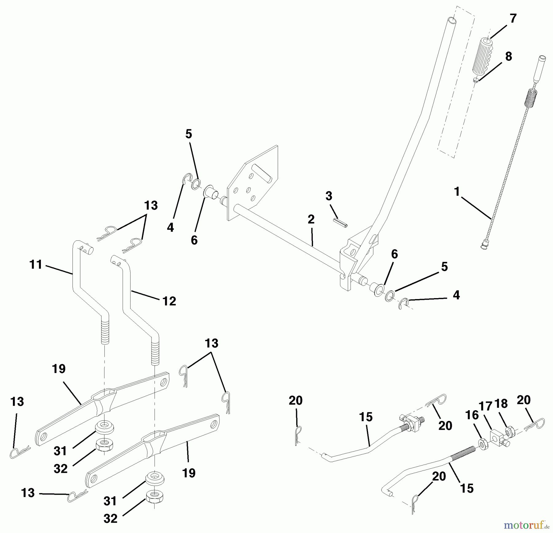 Husqvarna Rasen und Garten Traktoren LTH 120 (954140003) (HCLTH120B) - Husqvarna Lawn Tractor (1999-01 & After) Mower Lift