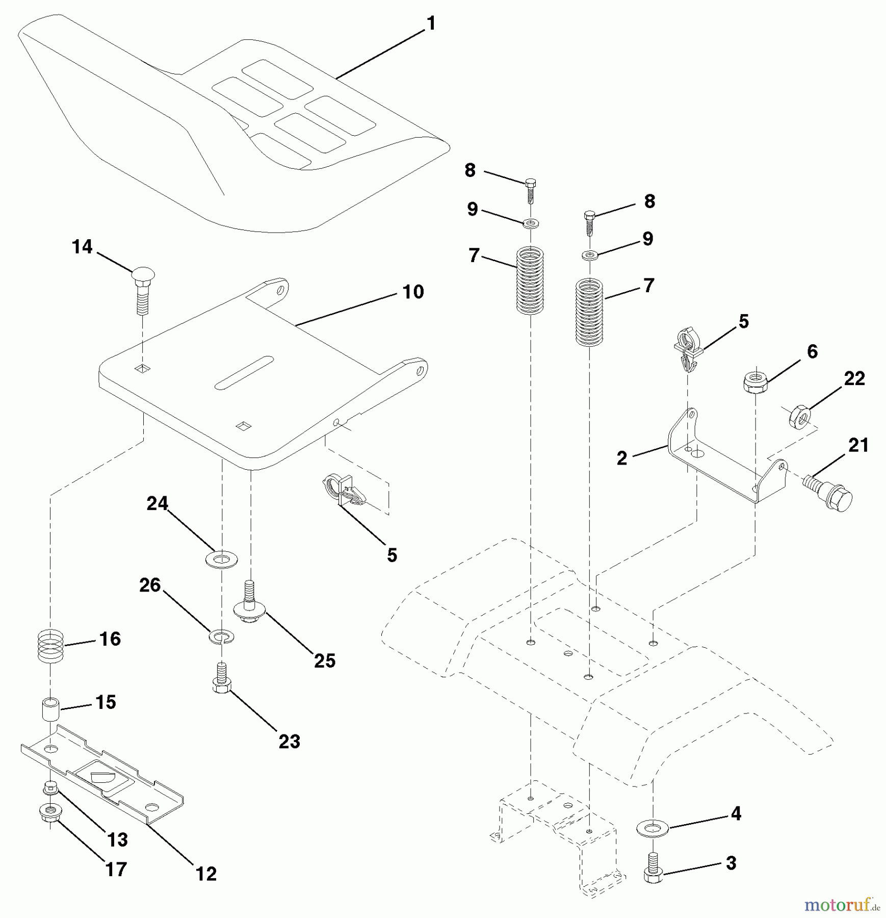 Husqvarna Rasen und Garten Traktoren LTH 120 (954140003) (HCLTH120B) - Husqvarna Lawn Tractor (1999-01 & After) Seat Assembly