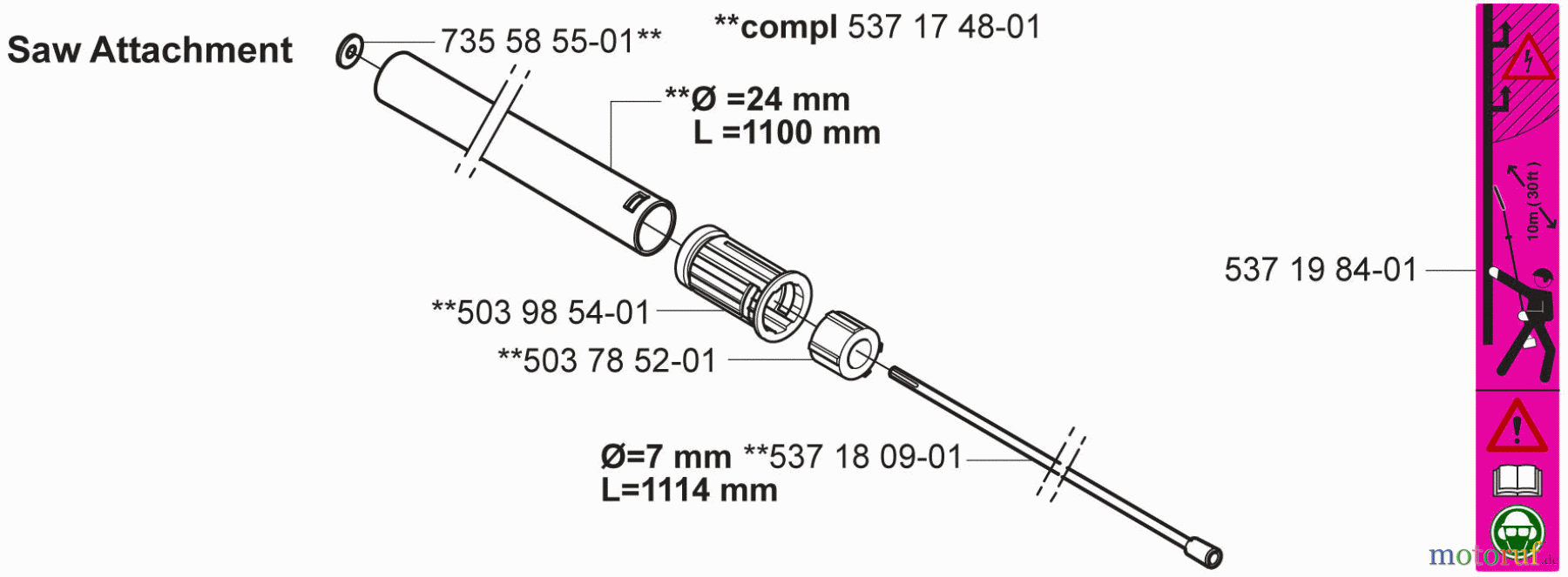 Husqvarna Zubehör, Sägen 326 P5X - Husqvarna Saw Attachment (2006-07 & After) Shaft/Tube #1