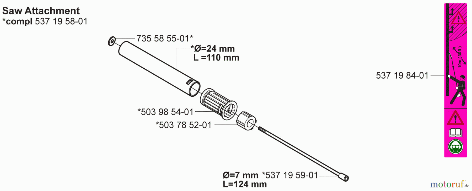 Husqvarna Zubehör, Sägen 326 P5X - Husqvarna Saw Attachment (2006-07 & After) Shaft/Tube #2