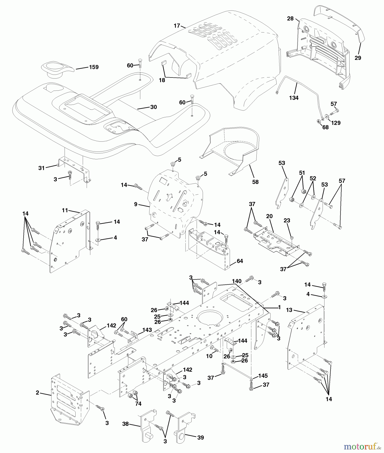 Husqvarna Rasen und Garten Traktoren LTH 120 (954140003F) - Husqvarna Lawn Tractor (1999-03 & After) Chassis And Enclosures