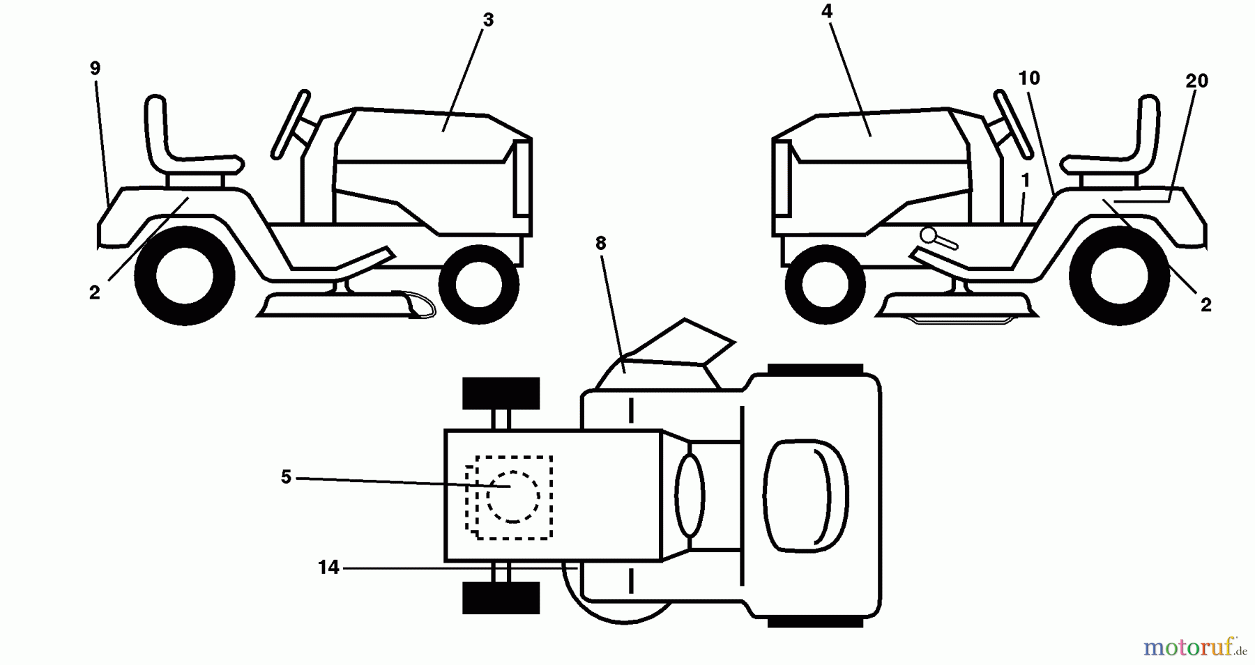 Husqvarna Rasen und Garten Traktoren LTH 120 (954140013A) - Husqvarna Lawn Tractor (1997-12 & After) Decals