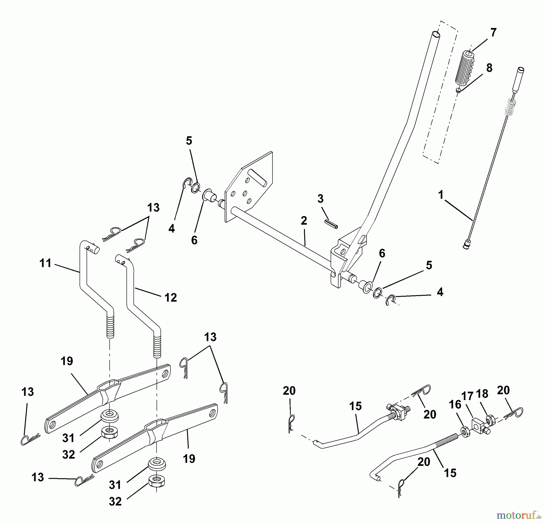 Husqvarna Rasen und Garten Traktoren LTH 120 (954140106B) - Husqvarna Lawn Tractor (2000-01 & After) Mower Lift