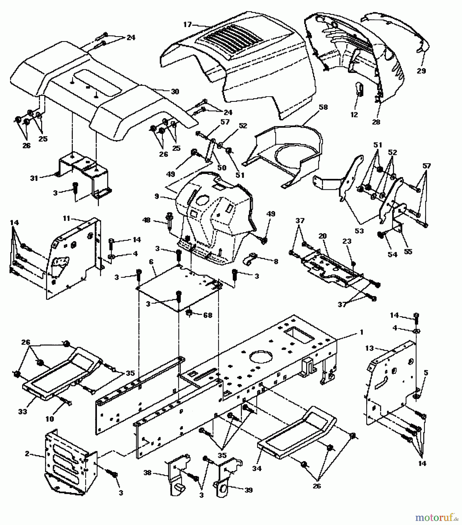 Husqvarna Rasen und Garten Traktoren LTH 125 (954002721) (HC125H42C) - Husqvarna Lawn Tractor (1996-04 & After) Chassis And Enclosures