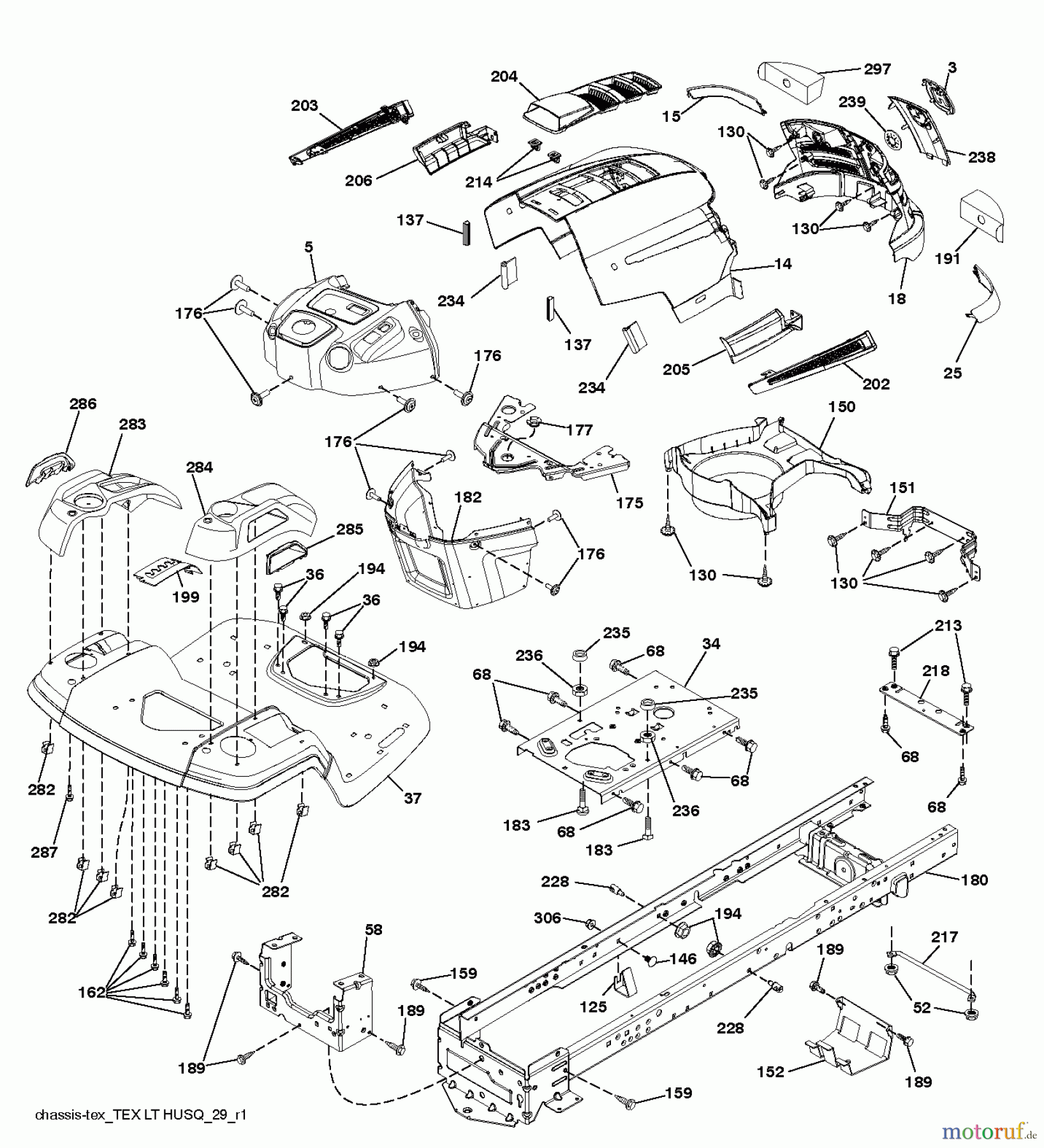  Husqvarna Rasen und Garten Traktoren LTH 126 (96041019903) - Husqvarna Lawn Tractor (2013-04) CHASSIS ENCLOSURES