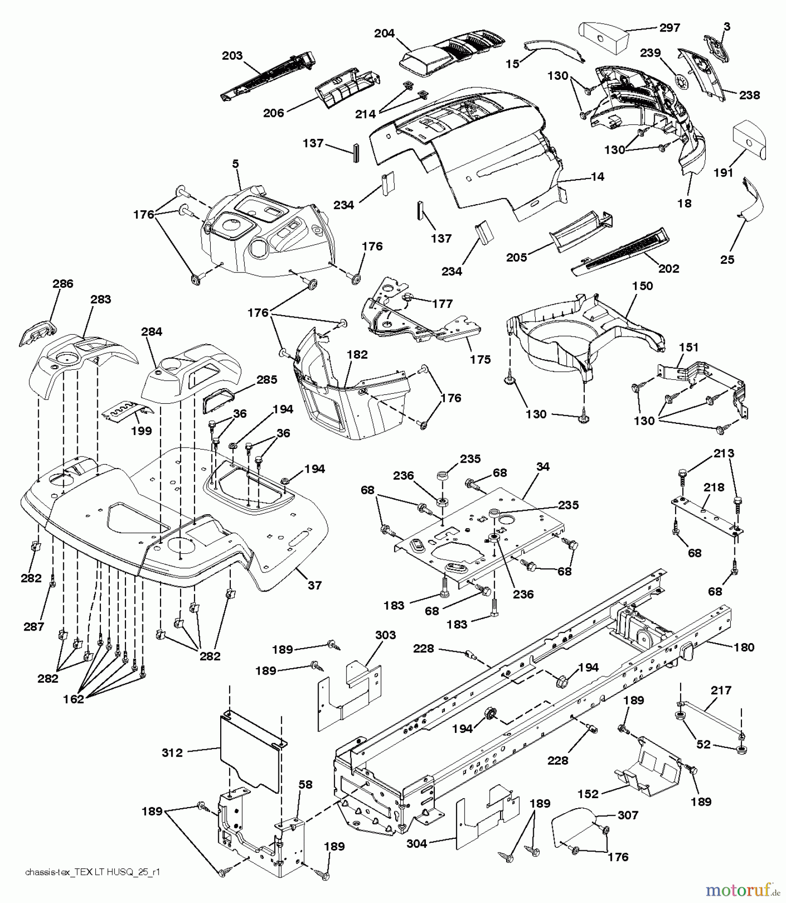 Husqvarna Rasen und Garten Traktoren LTH 126 (96041020502) - Husqvarna Lawn Tractor (2012-06 & After) CHASSIS ENCLOSURES