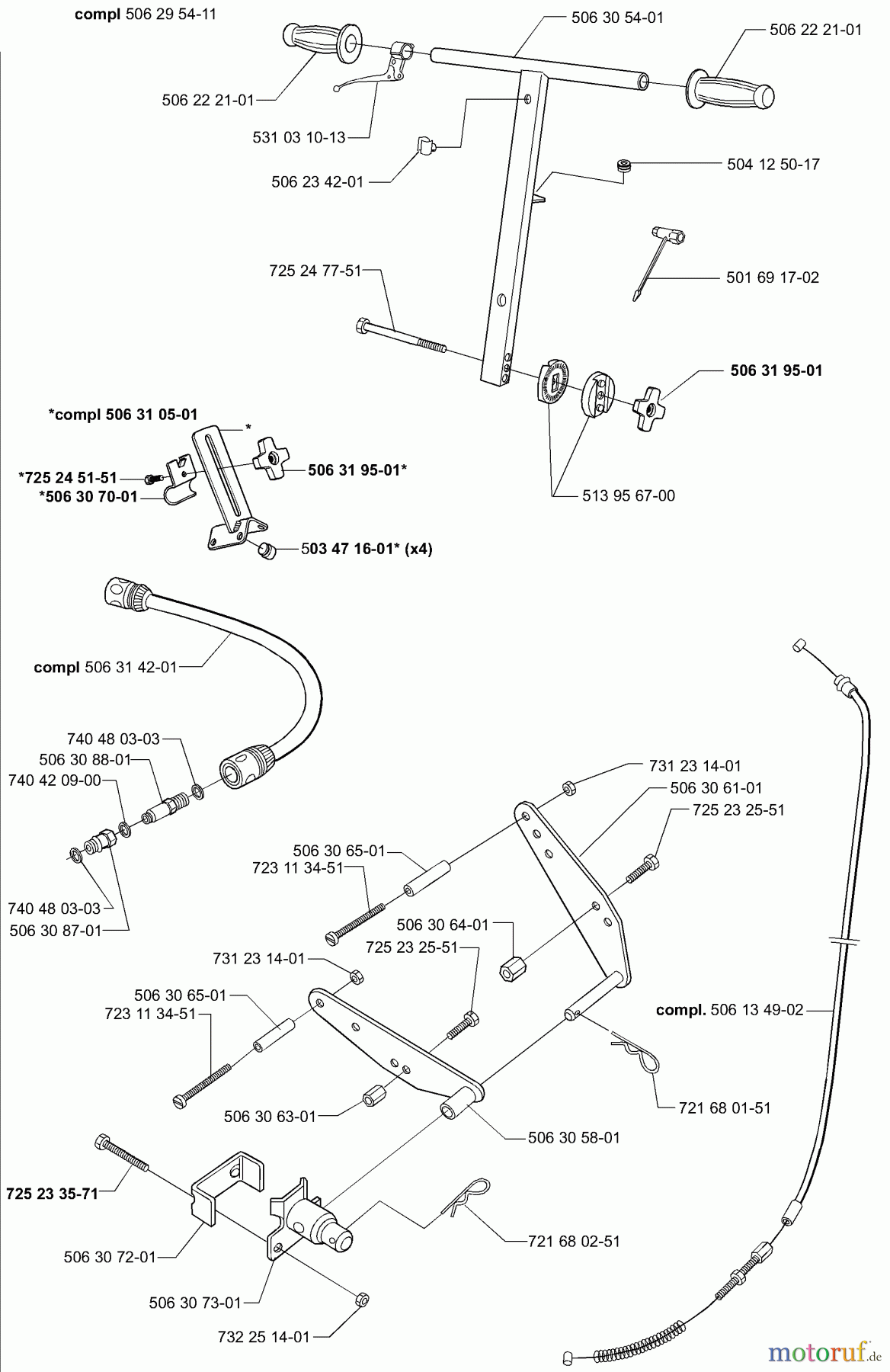 Husqvarna Zubehör, Sägen KV 03 - Husqvarna Trolley Cart for 371 K / 3210 K (2000-03 to 2006-12) Handle & Throttle