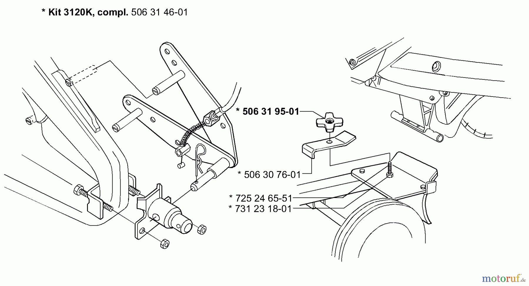 Husqvarna Zubehör, Sägen KV 03 - Husqvarna Trolley Cart for 371 K / 3210 K (2000-03 to 2006-12) Hitch For 3120K