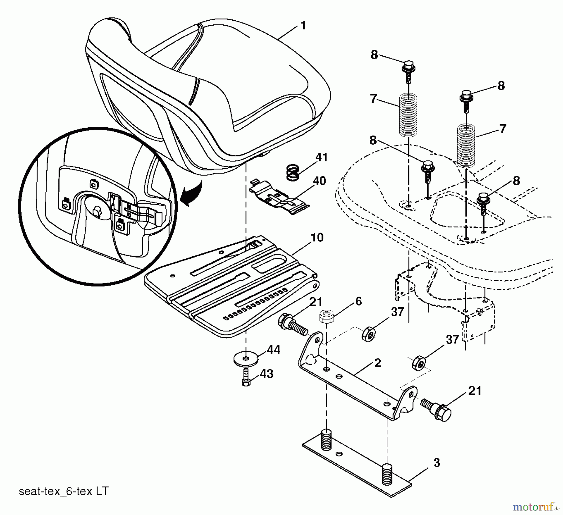 Husqvarna Rasen und Garten Traktoren LTH 126 (96041020502) - Husqvarna Lawn Tractor (2012-06 & After) SEAT