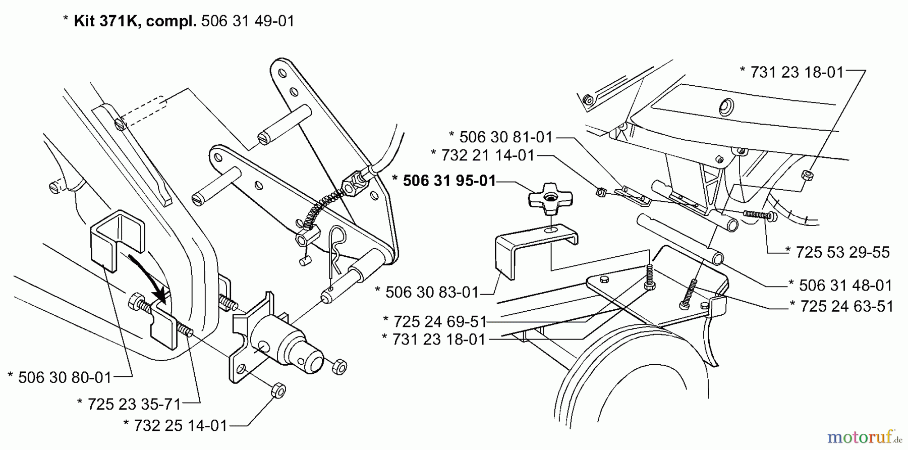  Husqvarna Zubehör, Sägen KV 03 - Husqvarna Trolley Cart for 371 K / 3210 K (2000-03 to 2006-12) Hitch For 371K