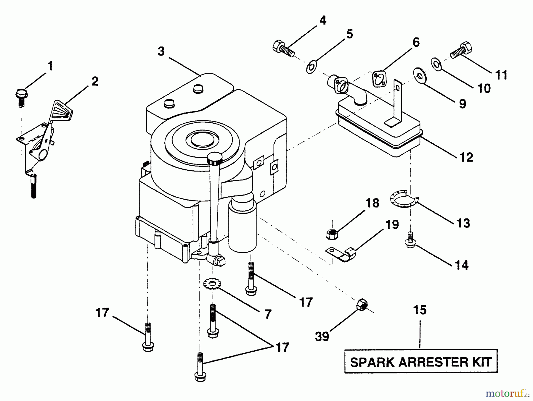 Husqvarna Rasen und Garten Traktoren LTH 13 (954001042) (HAR13H38B) - Husqvarna Lawn Tractor (1995-01 & After) Engine