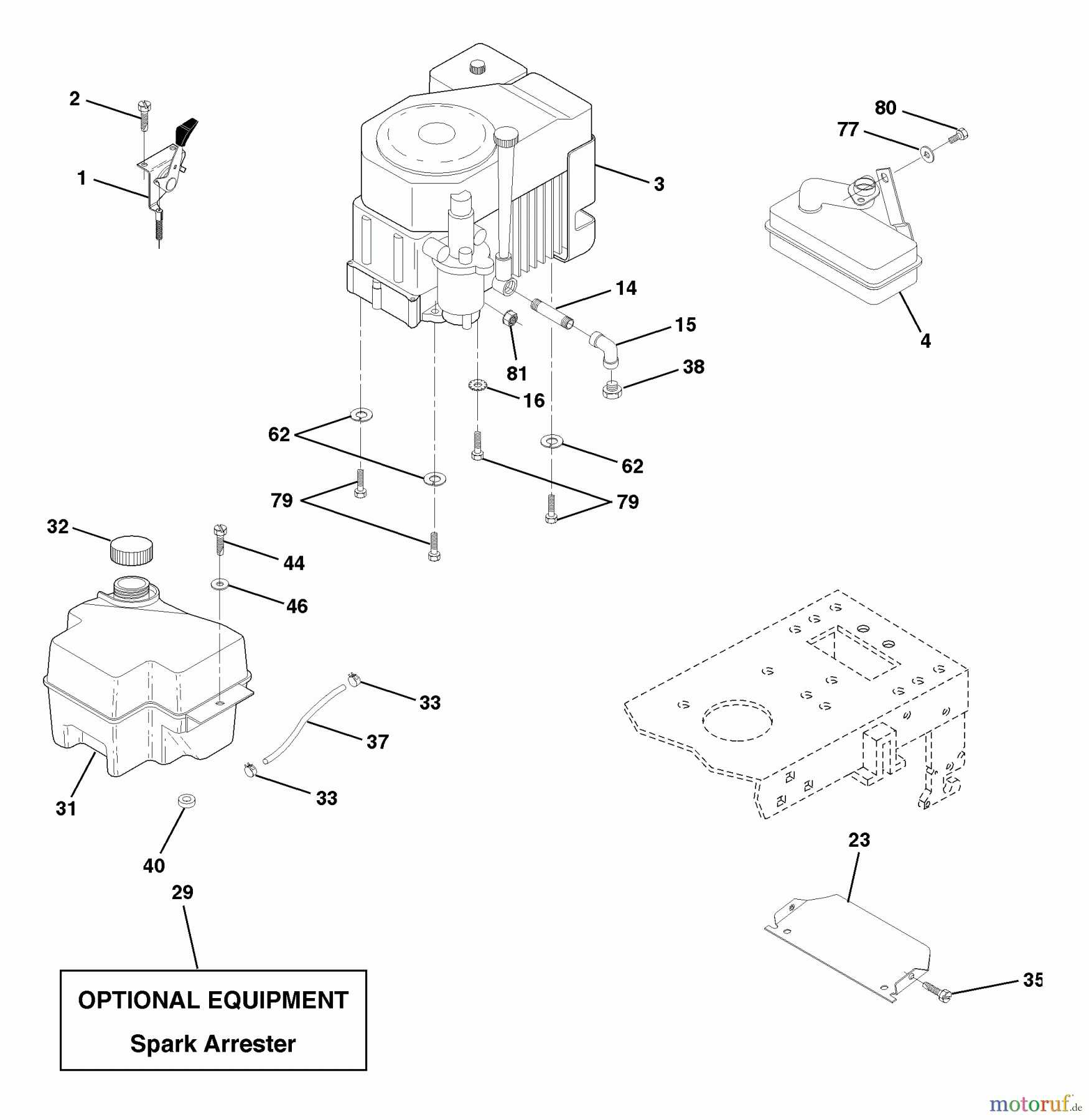 Husqvarna Rasen und Garten Traktoren LTH 130 (954140005B) - Husqvarna Lawn Tractor (1997-12 & After) Engine