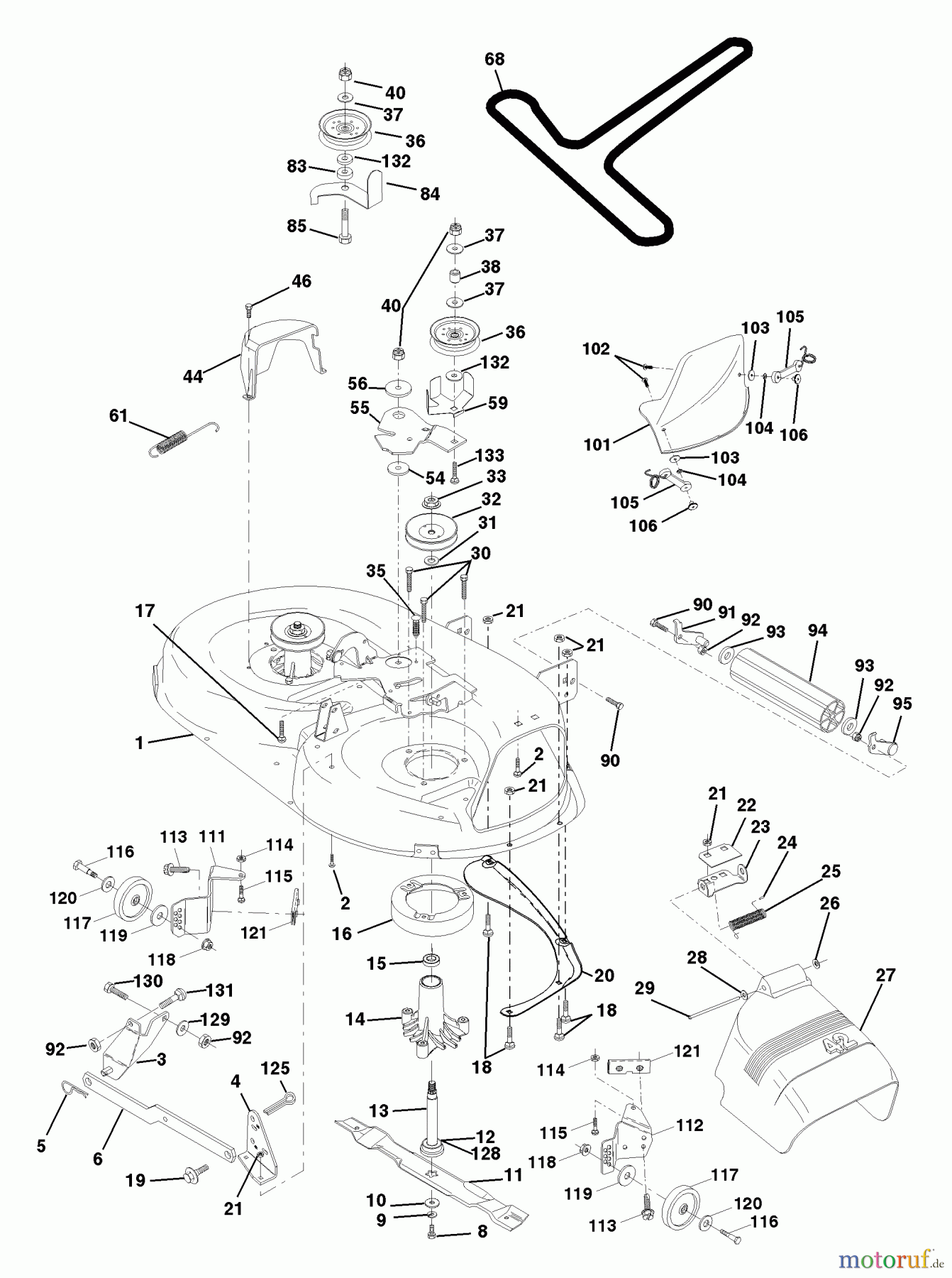 Husqvarna Rasen und Garten Traktoren LTH 130 (954140005B) - Husqvarna Lawn Tractor (1997-12 & After) Mower Deck
