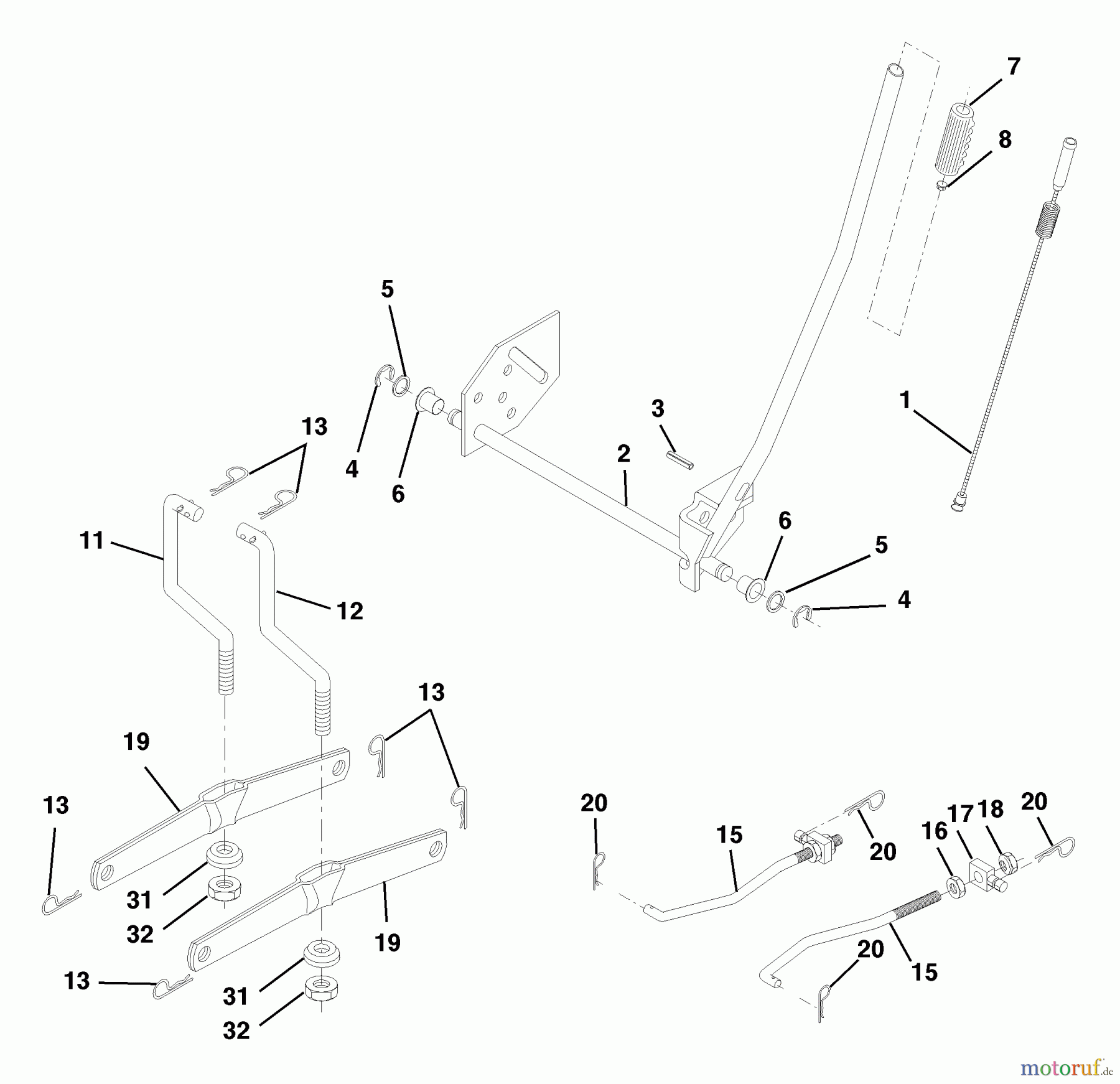  Husqvarna Rasen und Garten Traktoren LTH 130 (954140005B) - Husqvarna Lawn Tractor (1997-12 & After) Mower Lift