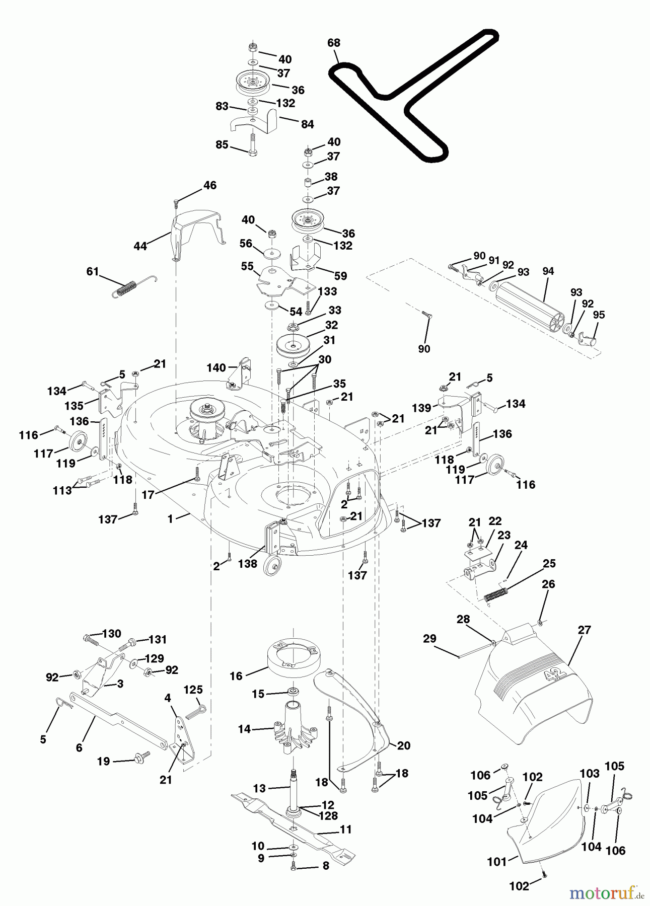  Husqvarna Rasen und Garten Traktoren LTH 130 (954140005G) - Husqvarna Lawn Tractor (1998-07 & After) Mower Deck