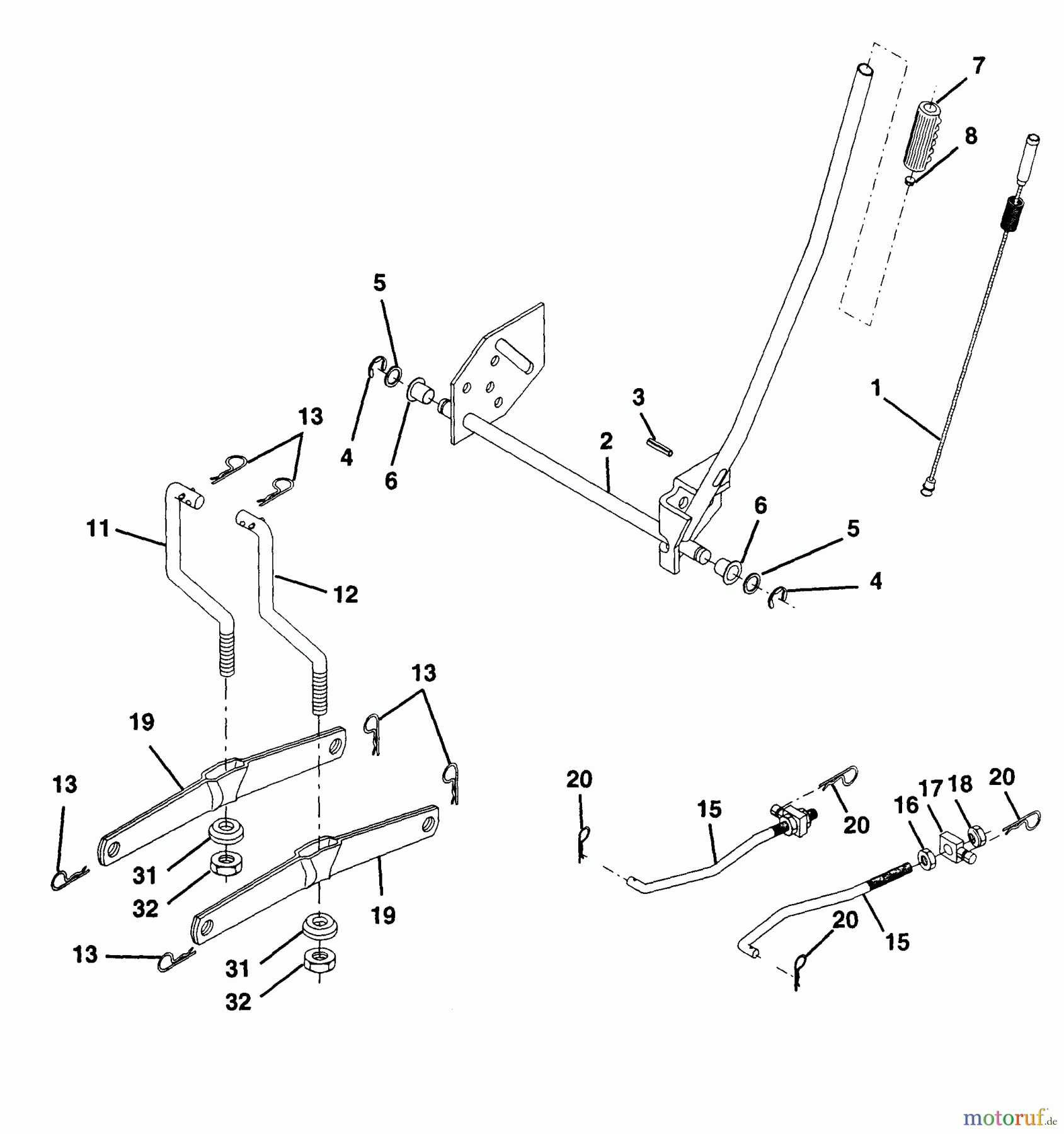 Husqvarna Rasen und Garten Traktoren LTH 130 (954140005H) - Husqvarna Lawn Tractor (1998-07 & After) Mower Lift