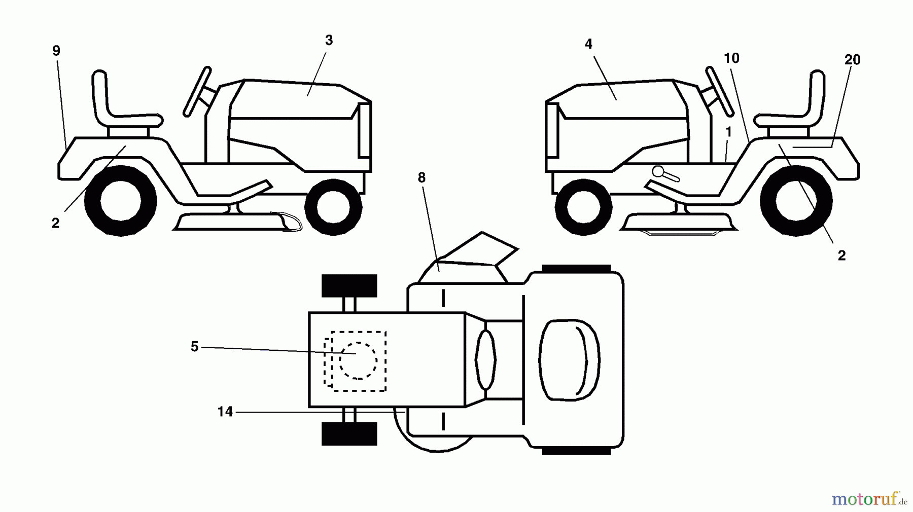 Husqvarna Rasen und Garten Traktoren LTH 130 (954140005K) - Husqvarna Lawn Tractor (1999-03 & After) Decals