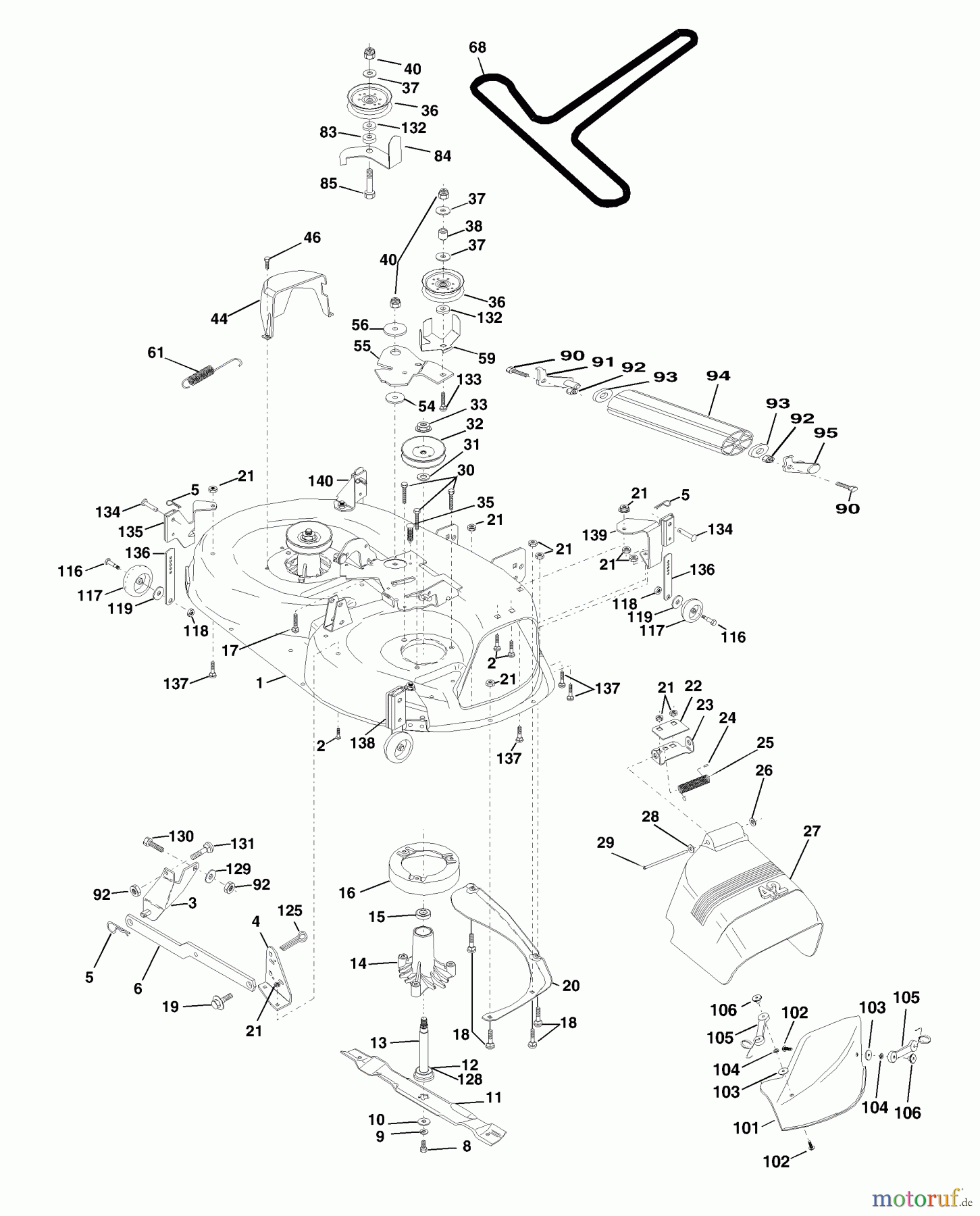  Husqvarna Rasen und Garten Traktoren LTH 130 (954140005K) - Husqvarna Lawn Tractor (1999-03 & After) Mower Deck
