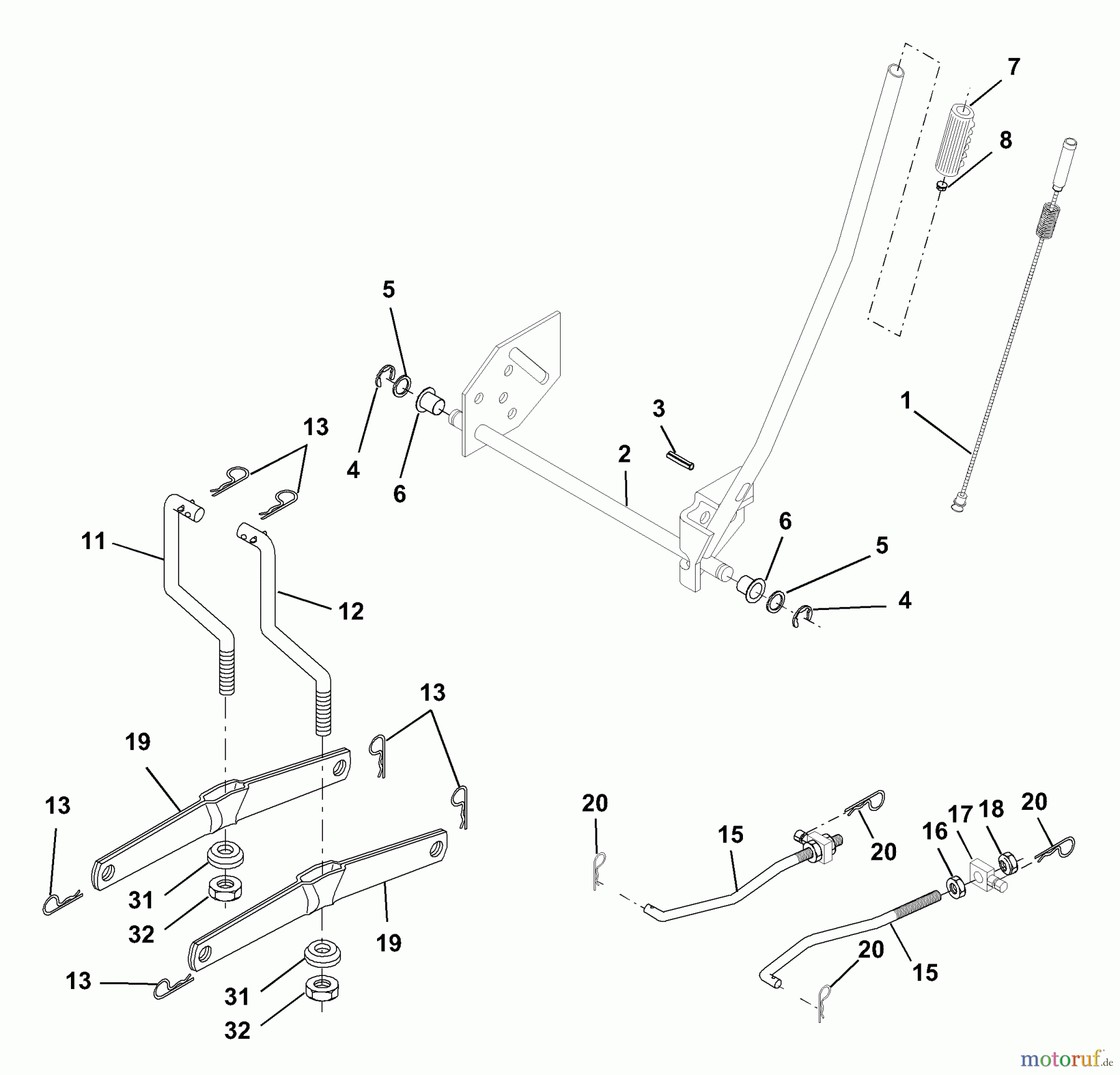 Husqvarna Rasen und Garten Traktoren LTH 130 (954140107A) - Husqvarna Lawn Tractor (1999-11 & After) Mower Lift