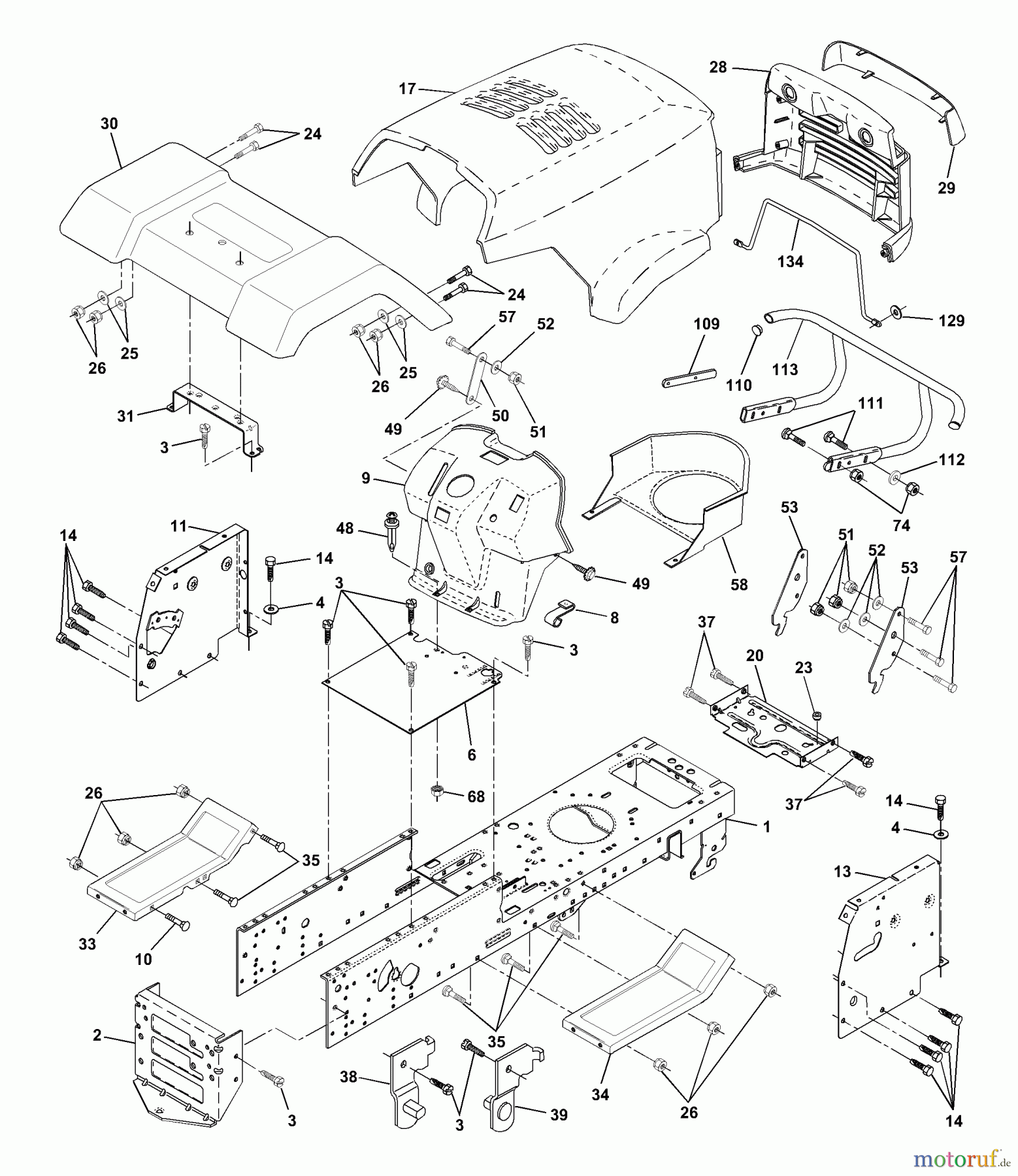 Husqvarna Rasen und Garten Traktoren LTH 130 (954830061A) - Husqvarna Lawn Tractor (1996-01 & After) Chassis And Enclosures