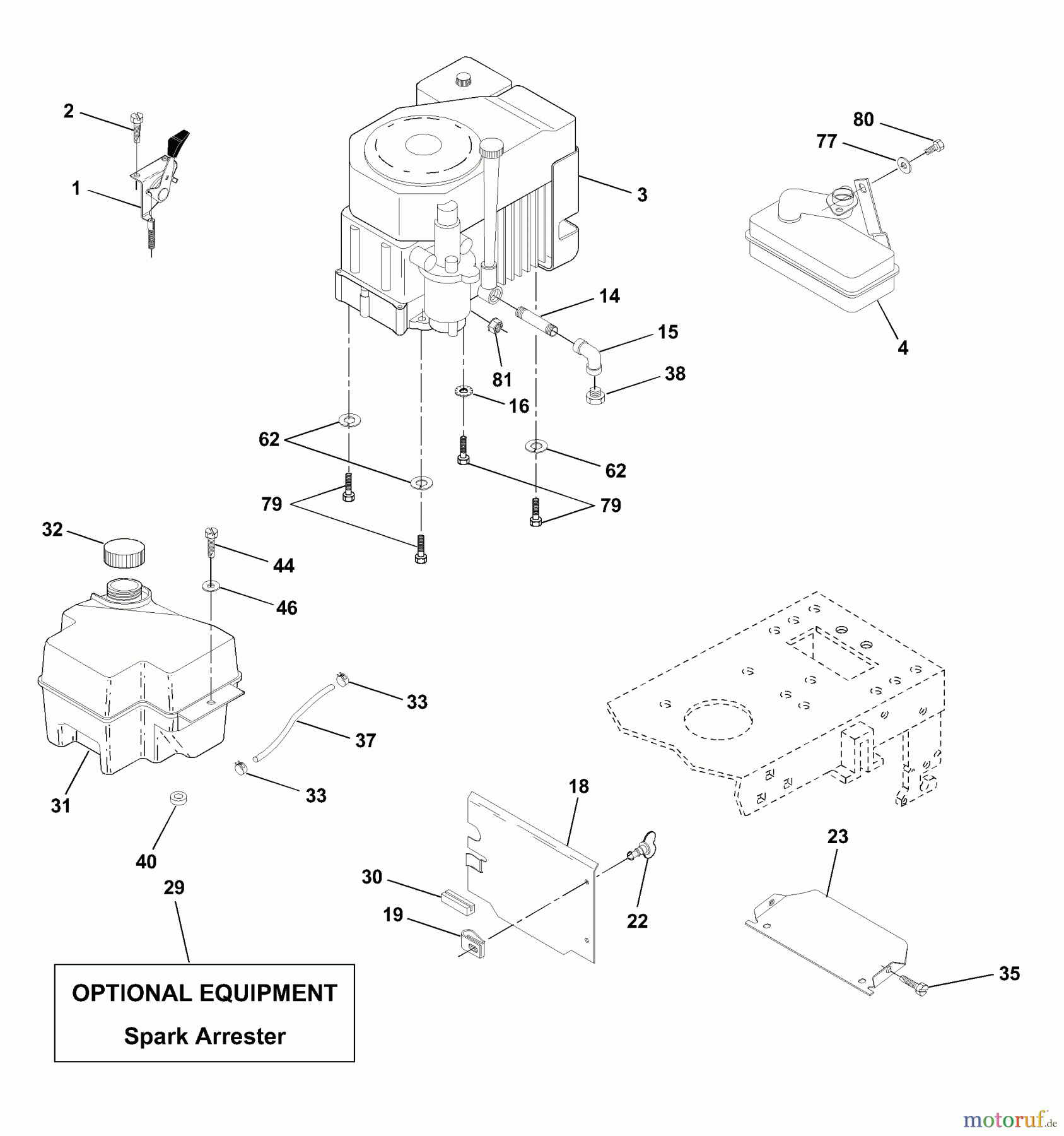 Husqvarna Rasen und Garten Traktoren LTH 130 (954830061B) - Husqvarna Lawn Tractor (1996-02 & After) Engine