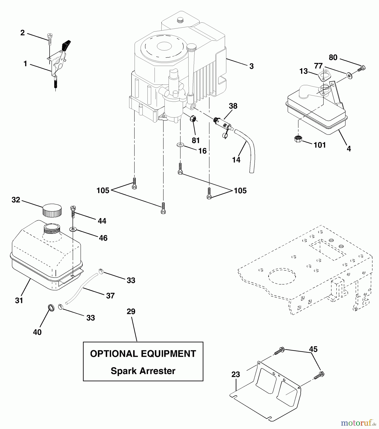 Husqvarna Rasen und Garten Traktoren LTH 1342 (954568519) (LTHK 1342 A) - Husqvarna Lawn Tractor (2002-01 to 2002-01) Engine